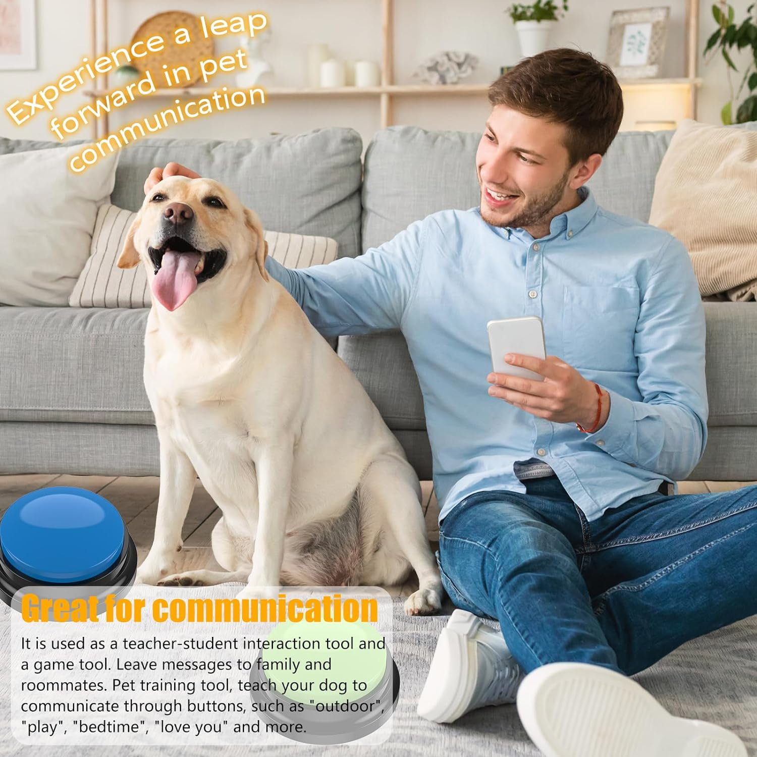 6Pcs Talking Button, 6 Color Voice Recording Button for Dog Communication, Pet Training Buzzer, 30 Second Record & Playback, Funny Study Office Home image number 5