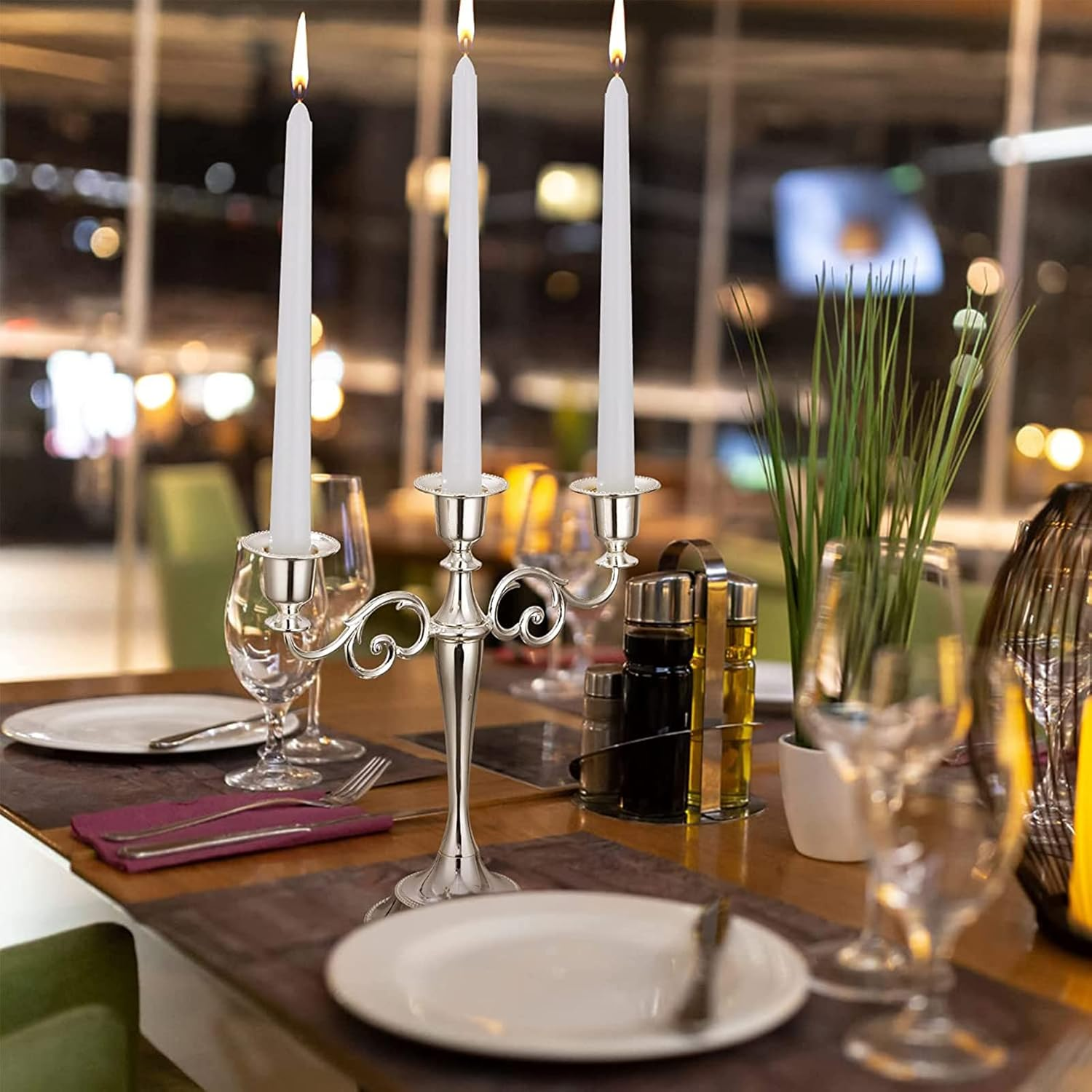 14 Pack White Taper Candles, 10 Inch White Dripless, Unscented Dinner Candle, Smokeless Taper Candles, Paraffin Wax with Cotton Wicks, 8 Hours Burn Time - 14Pack White image number 4