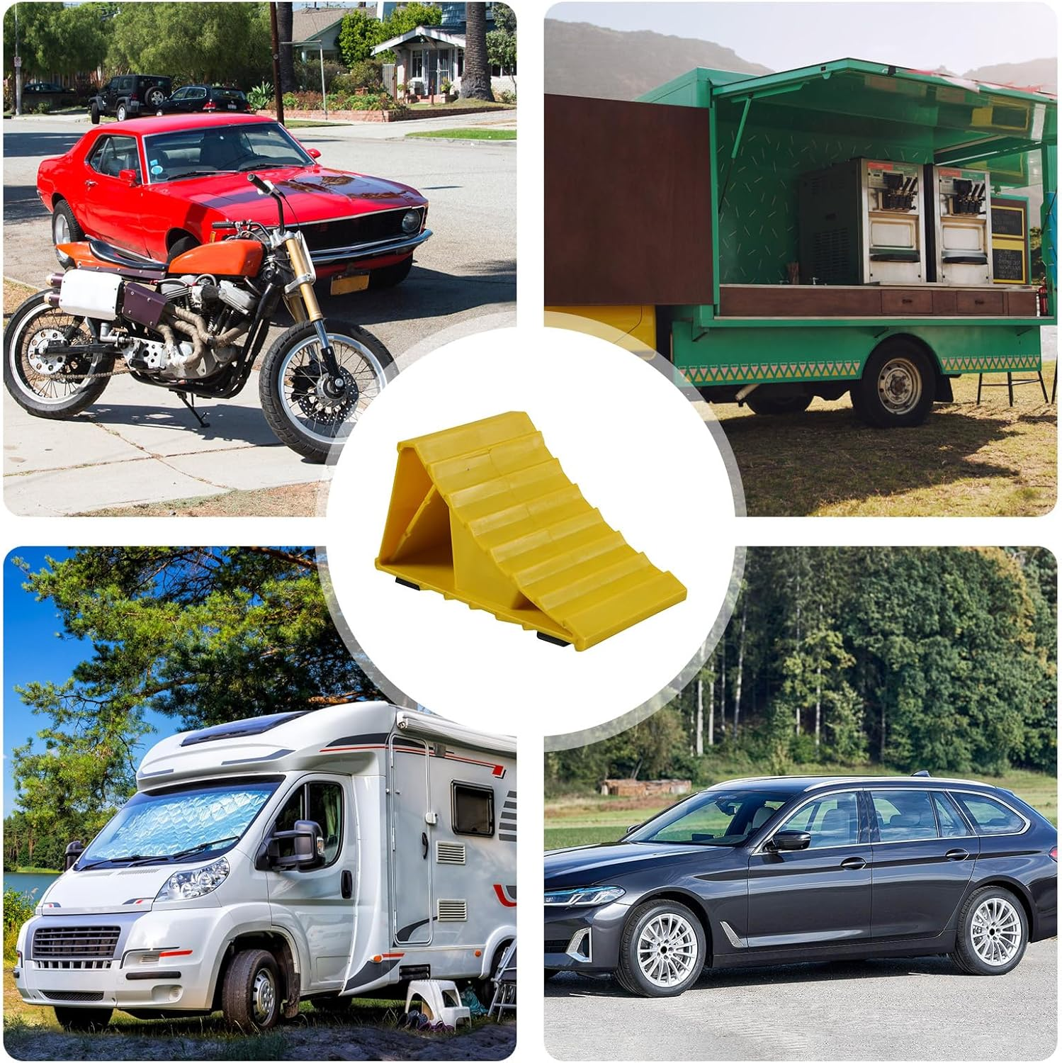 Tire Chocks - Triangular Tire Stabilizer Chock | Car Stop Wheel Block - for Truck Trailer RV Camper Automotive Sedan ATV Garage Parking image number 5