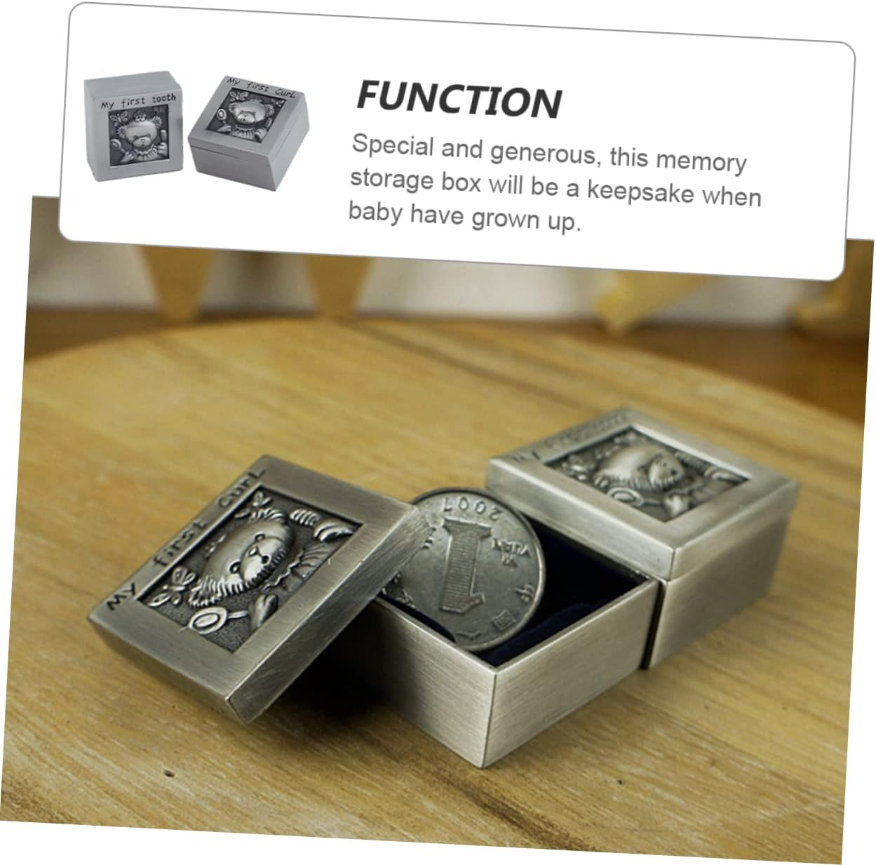 ERINGOGO Teeth Collection Box Metal Keepsake Organizer for Milestone Memories Tooth Holder Case Keepsake Box Memory image number 1