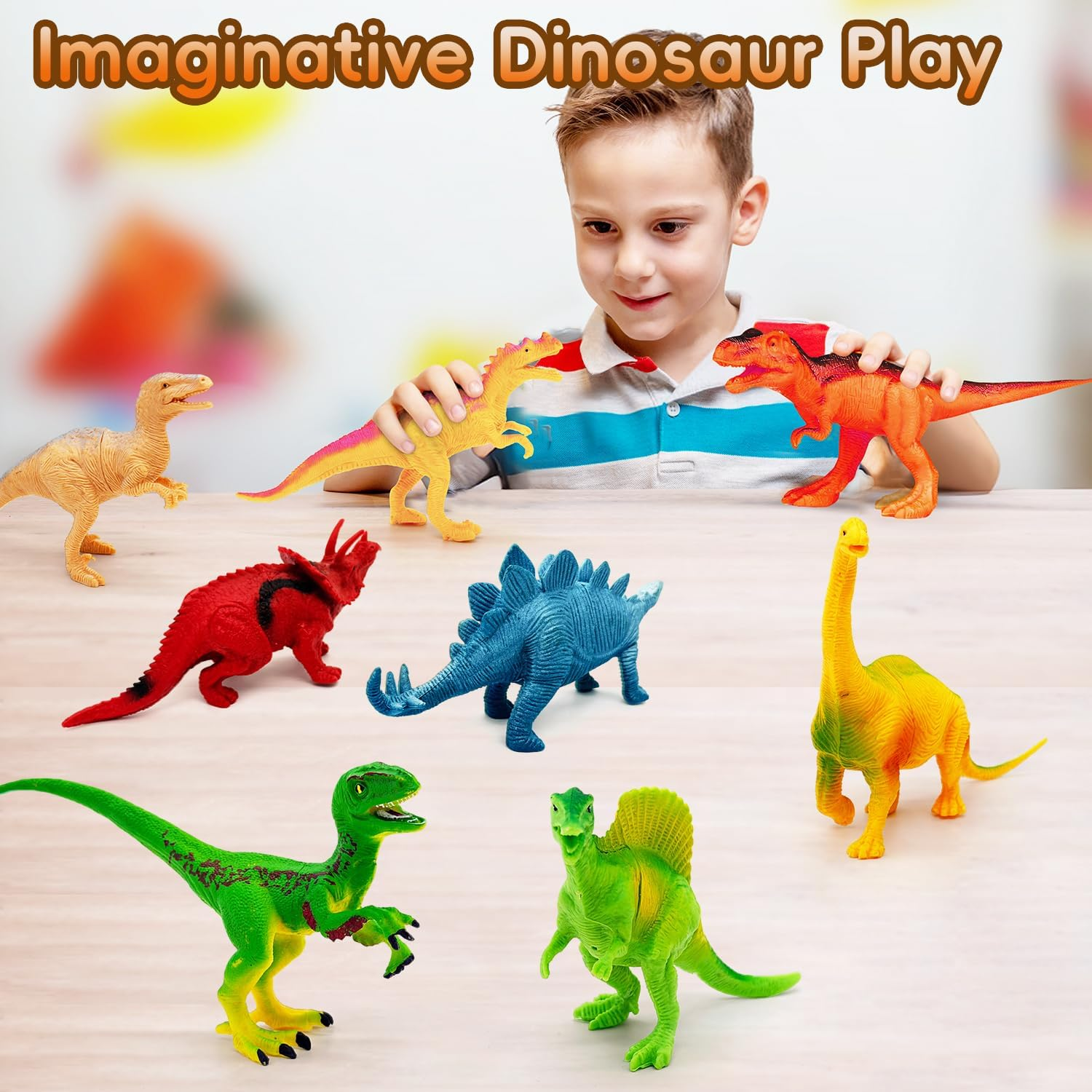 Befunsol Dinosaur Toys for Kids 3-5, 12-Pack Realistic Dinosaur Figures - Spinosaurus, T-Rex, Triceratops & Velociraptor, Dino Toys for 3 Year Old Girls Boys, 3 4 5 6 7 Year Old Girl Boy Gifts image number 5