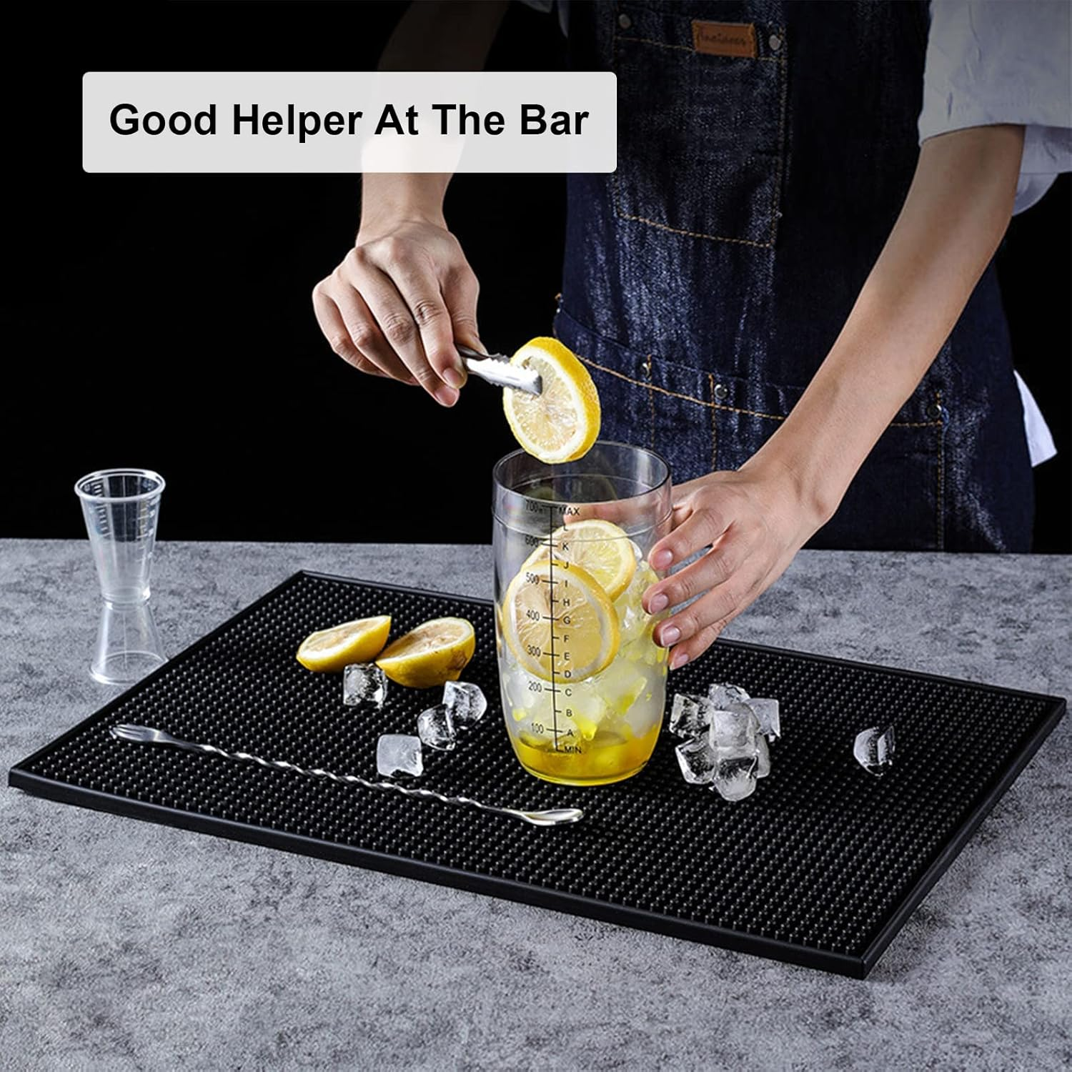 Bar Mat, Black Coffee Drying Mat PVC Bar Service Mat Non Slip Countertop Spill Mat for Tea, Coffee, Barware Tool Organizer image number 4