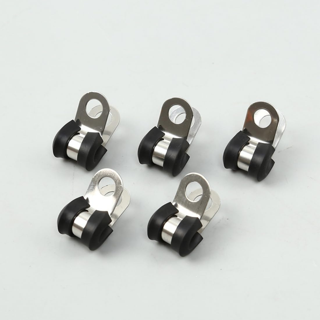 52Pcs Cable Clamps Assortment Kit,304 Stainless Steel Cable Clamp Kit - Assorted Sizes 1/4", 5/16", 3/8",1/2",5/8",3/4",Stainless Steel Rubber Cushion Pipe Clamps