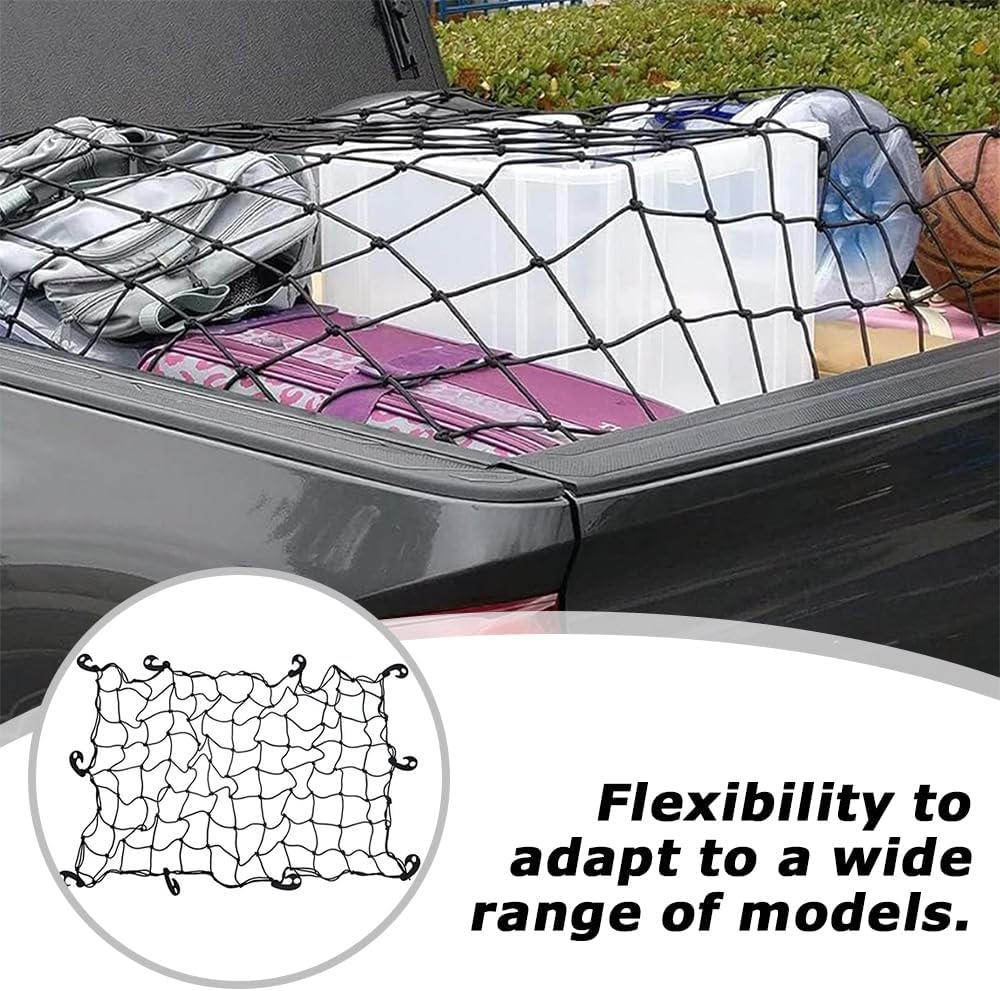 Heavy-Duty Cargo Net, 120X80 Cm Universal Car Net for Pickup Trucks & Suvs, 10Reinforced ABS Hooks, Large Adjustable Elastic Heavy Duty Luggage Net, Secures Roof Rack & Truck Bed Loads image number 6