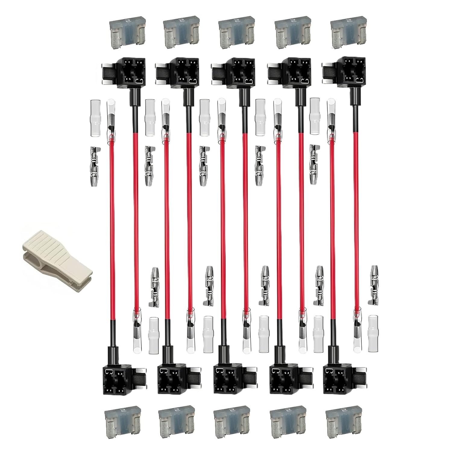 10 Pack Low Profile Mini Add-A-Circuit 16AWG Fuse Tap Kit &ndash; Automotive Piggy Back Fuse Holders with Wire Harness for Car, Truck, SUV, Caravan Ozchillon (10, 7.5AMP) image number 5