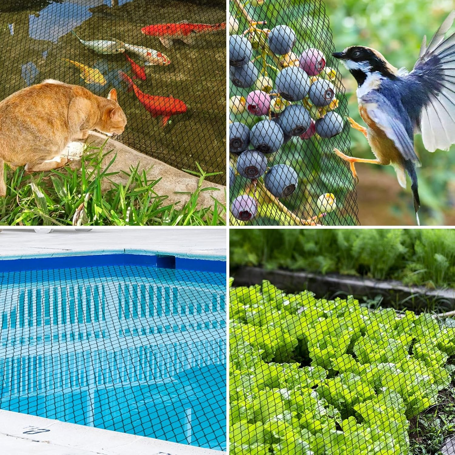 Koi Pond Netting for Leaves 13X19 Ft, 1/2 in Strong Woven Fine Mesh Pond Leaf Net Cover, Protecting Koi Fish from Herons, Raccoons, Birds, Cats & Predators, 14 Pcs Ground Spike Included image number 4