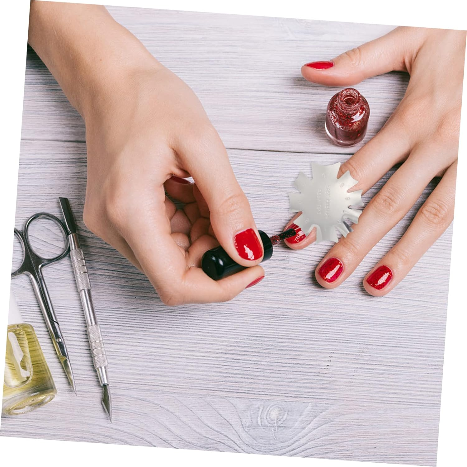 PACKOVE 6Pcs Stainless Steel French Nail Trimmer Stencil Templates DIY Nail Tip Cutter for Professional Manicure and Pedicure Use at Home Salon image number 1