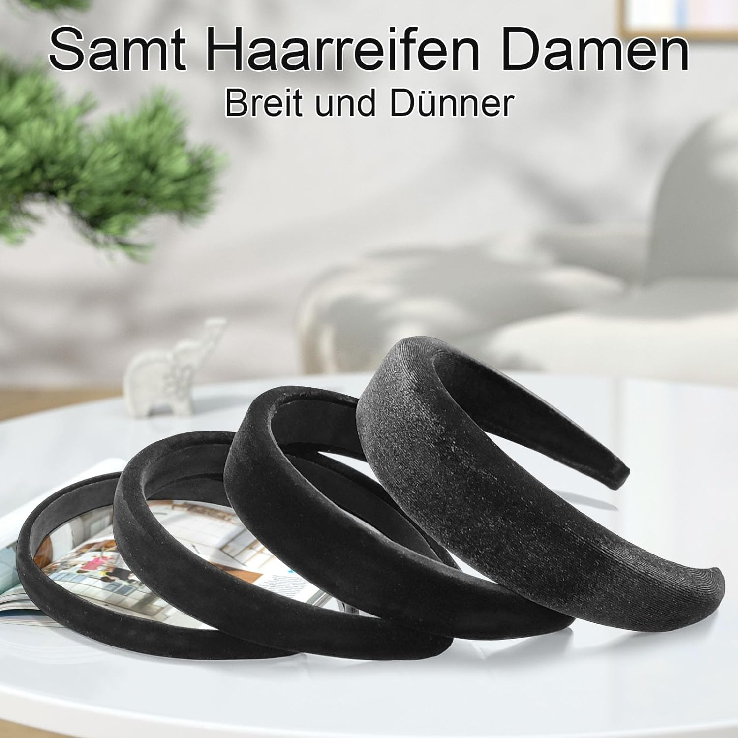 ZOCONE Pack of 4 Velvet Headbands Women'S Wide Vintage Thick and Thin Headband Wide Sponge Elegant Headbands for Women Girls (Black, Multiple Sizes) image number 6