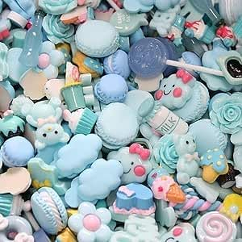 50Pcs Cute Slime Charms Mixed Set Resin Flatback Making Supplies for DIY Craft Making and Ornament Scrapbooking Beads Assorted Candy Fruit Cake Ornament, 100Pcs, Resin, No Gemstone