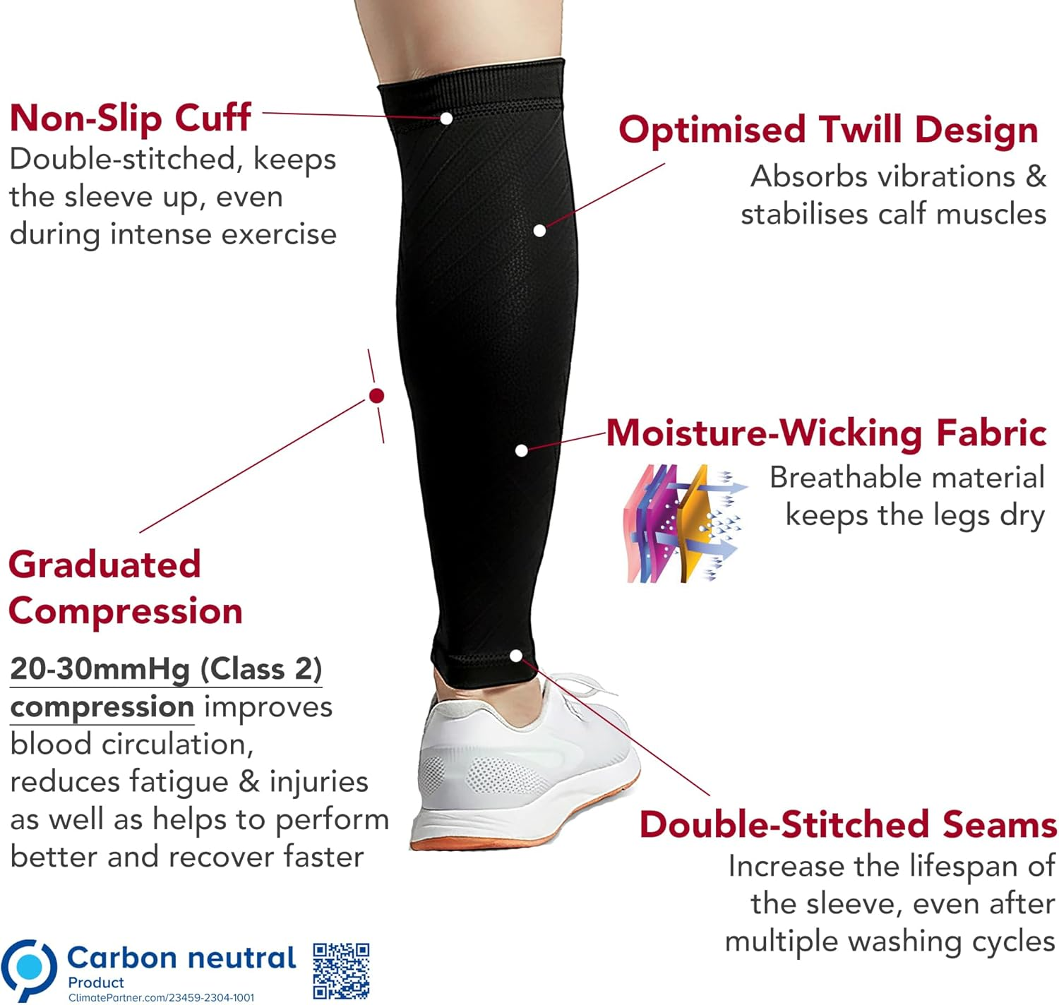 Azengear Calf Sleeves for Men & Women (20-30 Mmhg) - Calf Support - Compression Calf Guards - Leg Sleeves for Torn Muscle - Shin Splints Brace (Pair) - Black S/M image number 5