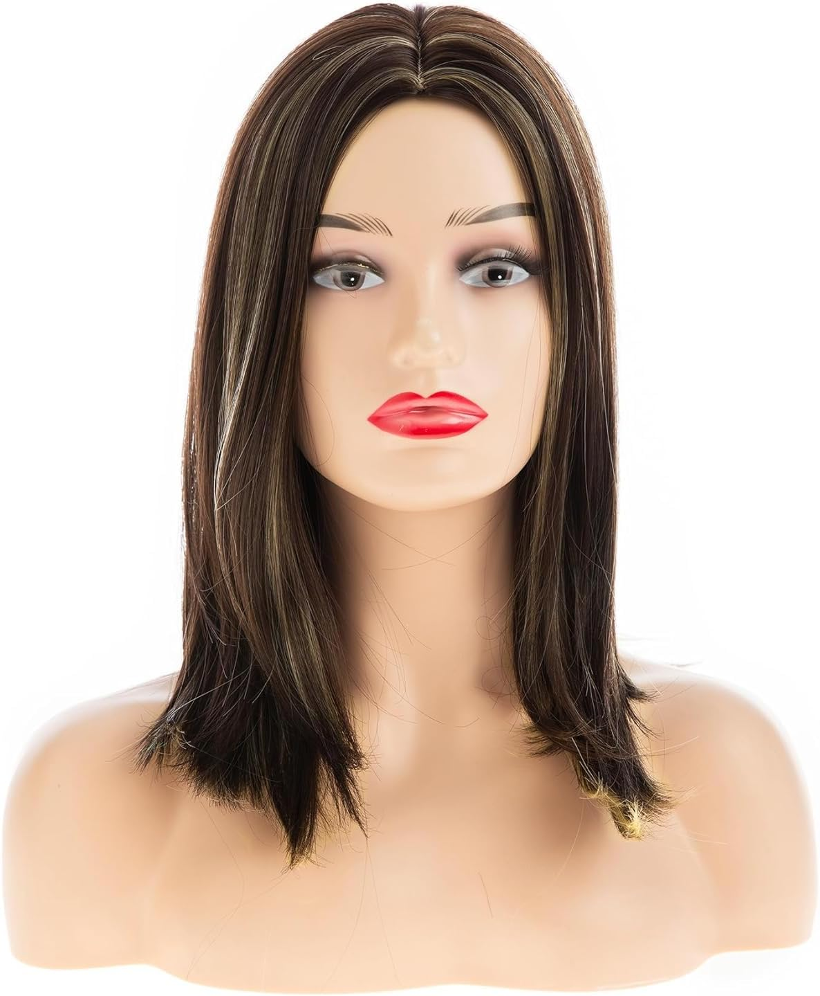 Beweig Brown Wigs for Women Shoulder Length Straight Middle Part Natural Synthetic Cosplay Replacement image number 1