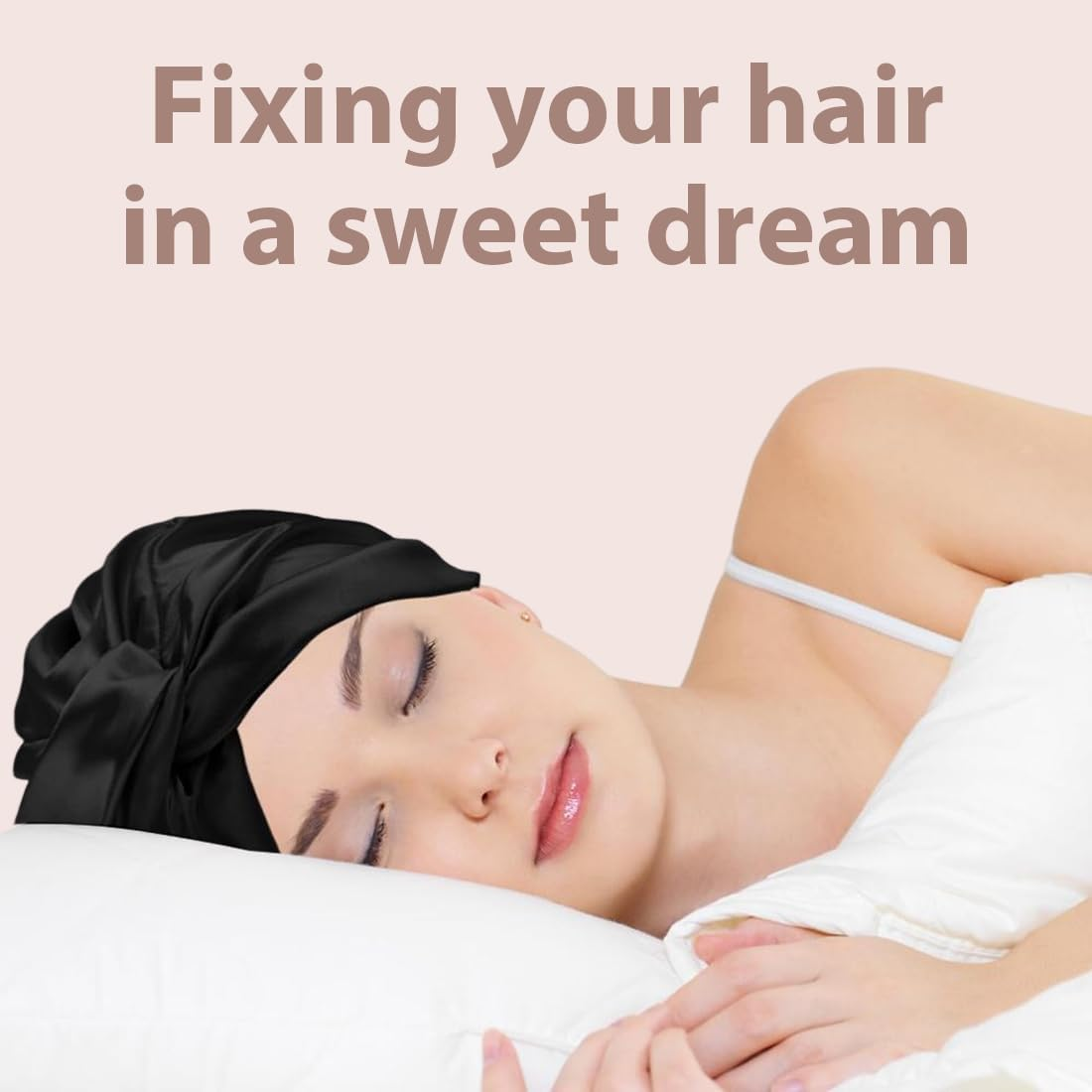 GXGM Silk Bonnet for Sleeping, Silk Bonnet, Satin Hair Cap for the Night, Protects Hair from Breakage & Split Ends, Retains Curl Shape, Saves Time When Styling, Suitable for All Sizes & Hair Types