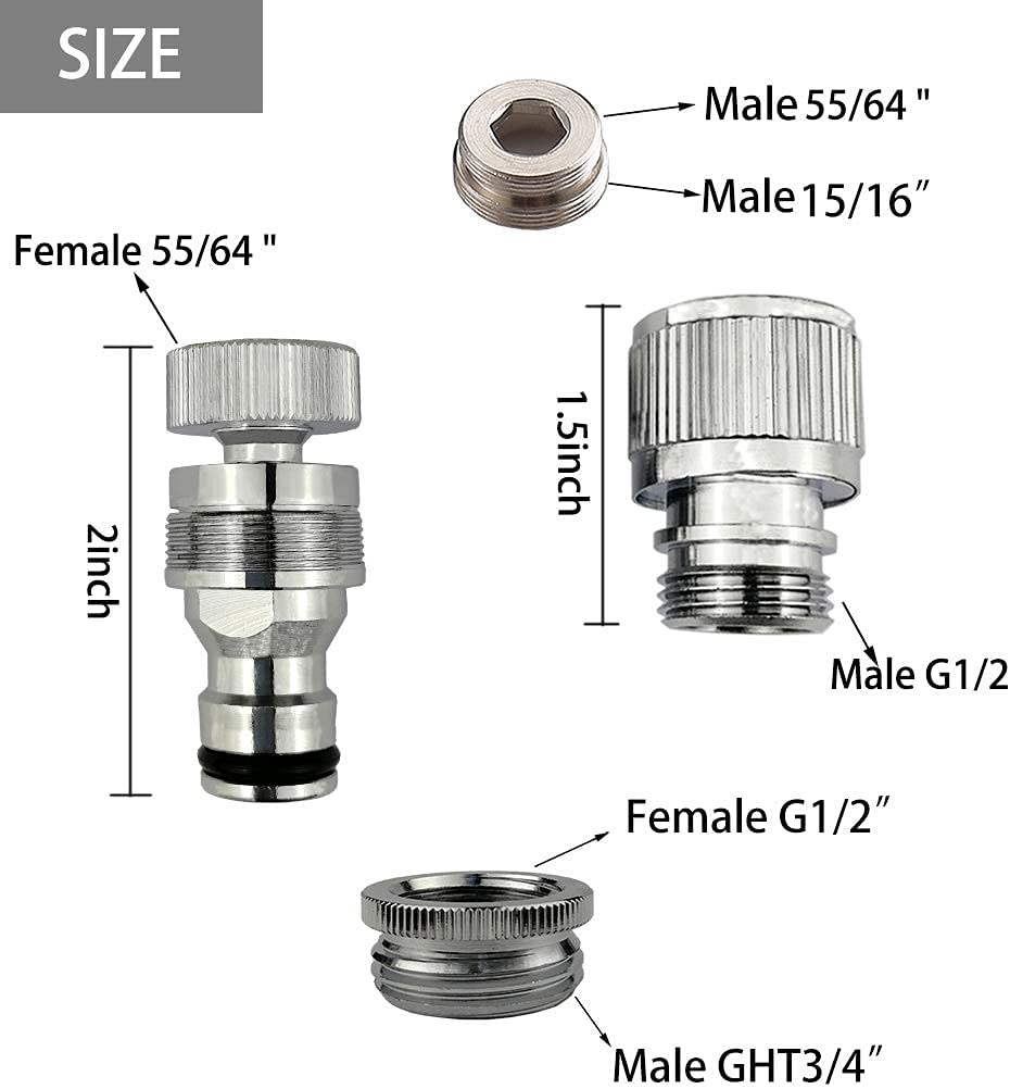 Dishwasher,Washer Snap Coupling Adapter,Shower Hose, Garden Hose(3/4Ght) Quick Connection, for Bathroom/Kitchen,Sink to Hose Adapter Faucet Hose, Sink Quick-Fit Attachment (Quick-Connect) image number 4