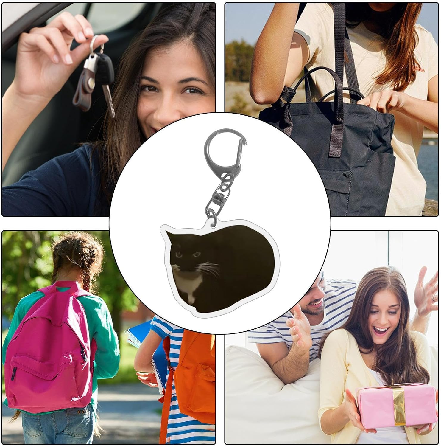 Riaisttd Banana Keychain - Cute Crying Sounds Making Key Tags | 2D Acrylic Keychain Clicker Toy with Lanyard for Car Keys, Backpacks, Hand Bags, Kids and Adults image number 6