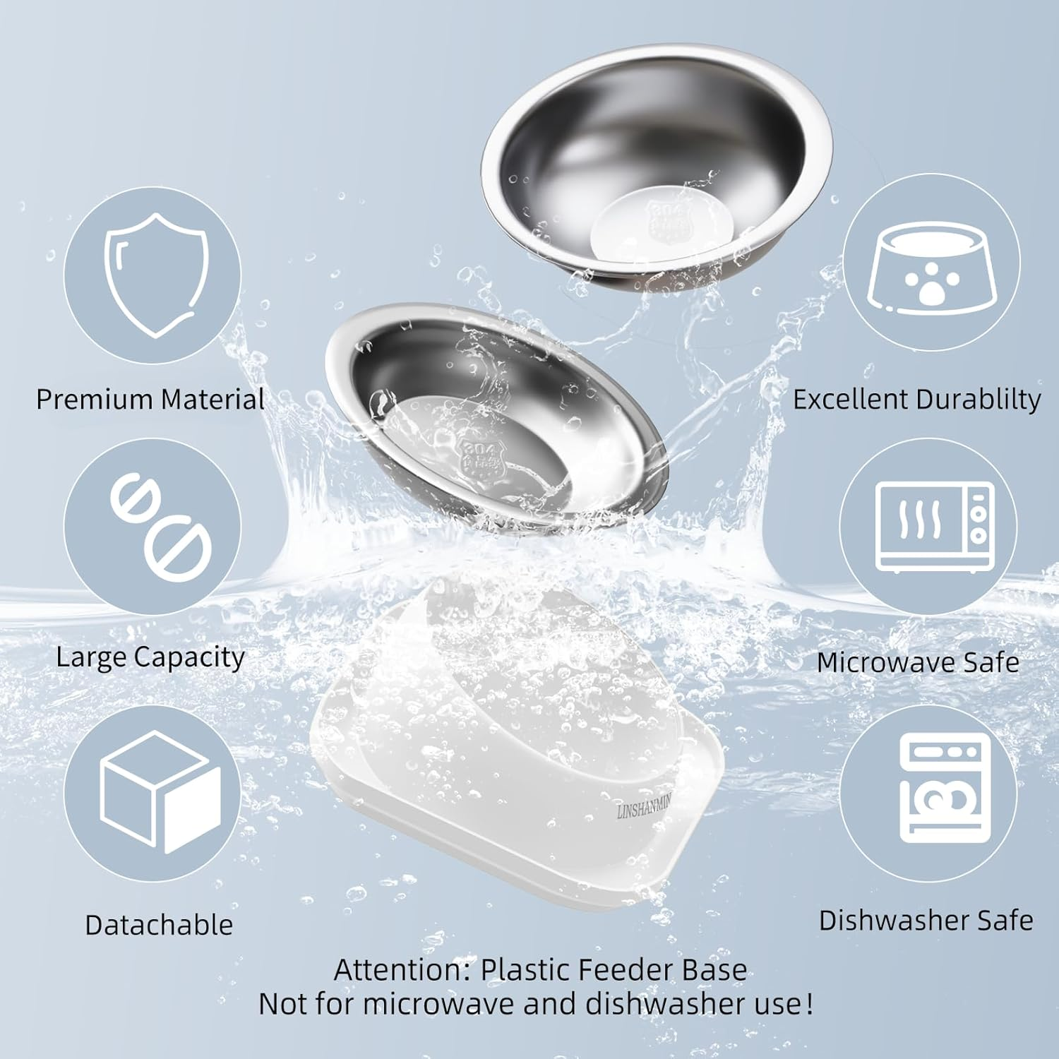 LINSHANMIN Cat Bowls Elevated Tilted Whisker Friendly, Cat Food Bowls for Indoor Cats, Shallow Cat Food Dishes Stainless Steel, Slanted Flat Plastic Feeder Elevated Angled Design.(White) - Orange image number 4