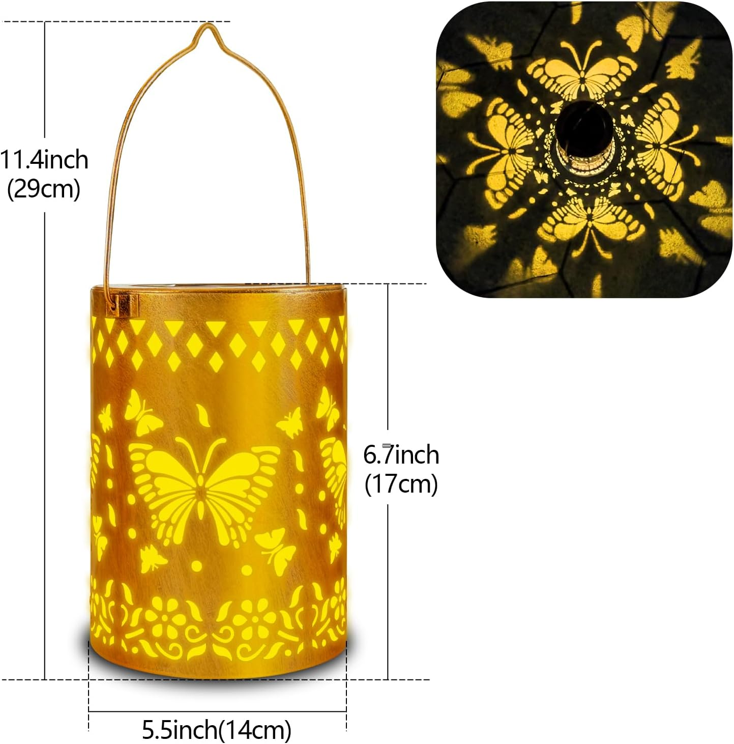 Solar Lanterns Outdoor Waterproof Butterfly Garden Lantern Birthday Holiday Gifts for Women Mom Grandma, Hanging Solar Lights Metal Decoration outside for Yard, Patio, Backyard, Porch, 2 Pack image number 1