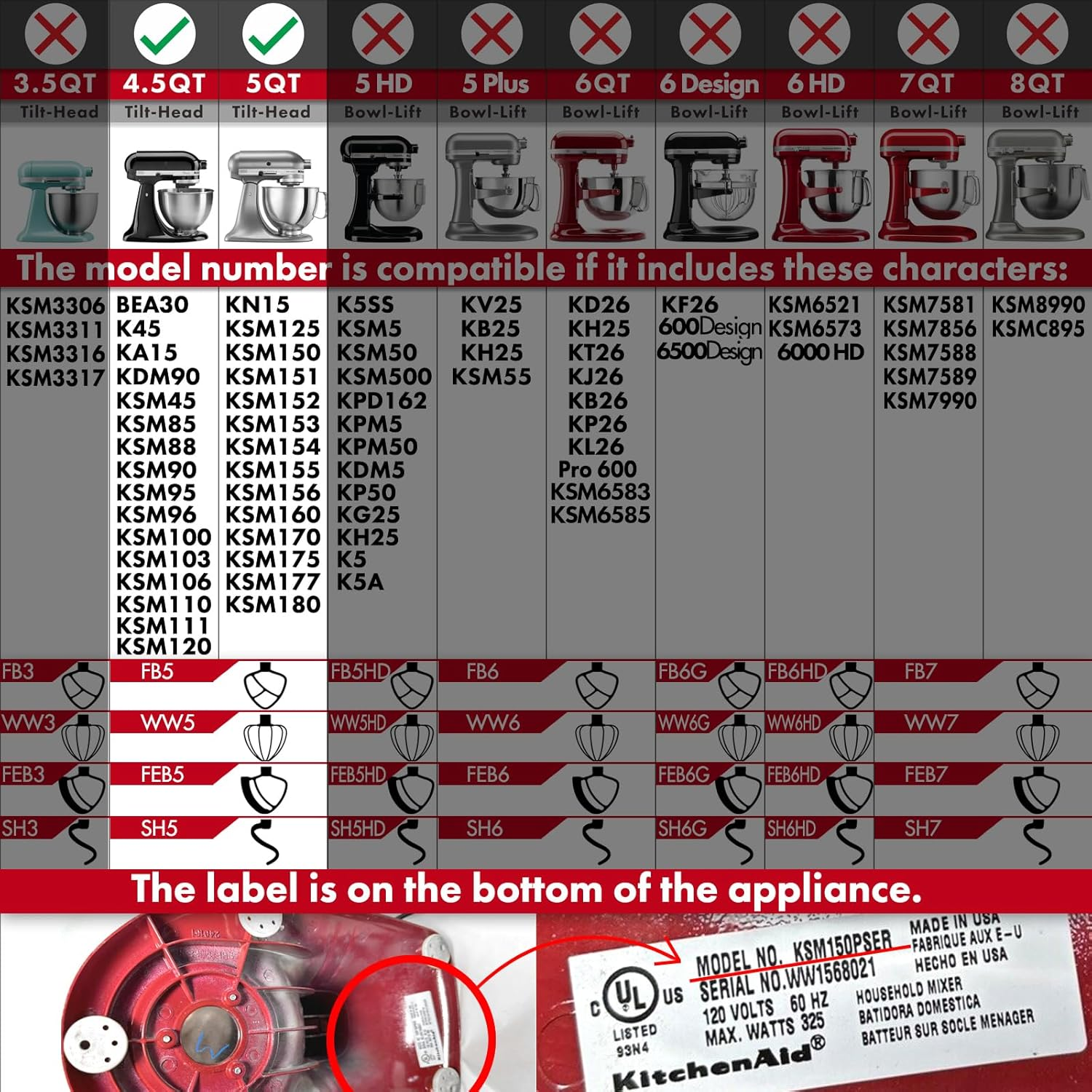 Stainless Steel Spiral Dough Hook Replacement for Kitchenaid 4.5QT & 5QT Bowl Tilt-Head Stand Mixers, Rustproof & Easy Clean, Efficient Kneading for Bread, Pizza, Pasta, Cookies image number 2