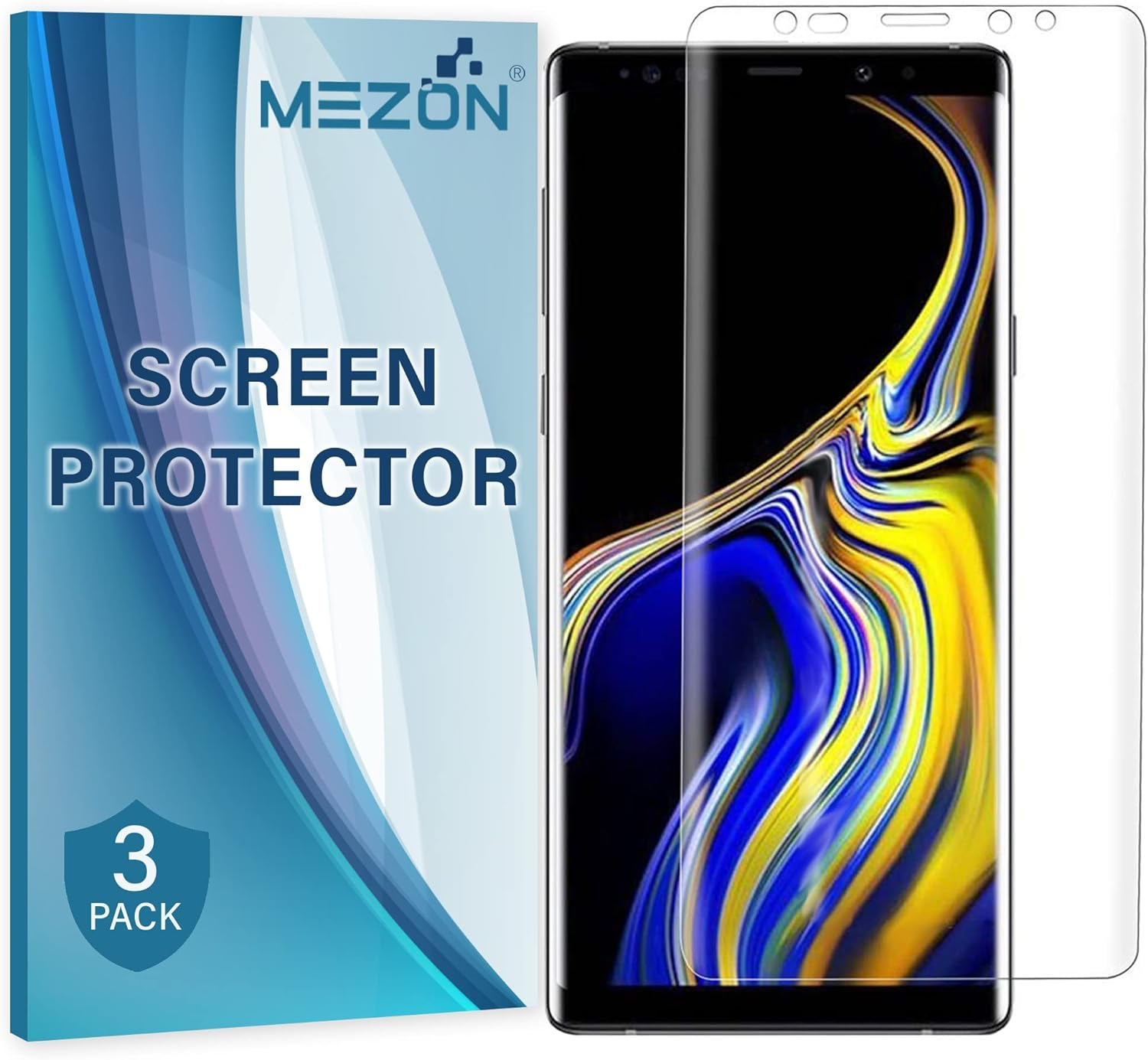 MEZON [3 Pack] Premium Hydrogel Screen Protector for Samsung Galaxy Note 9 &ndash; Full Coverage Ultra Clear Edge-To-Edge Film &ndash; Case Friendly, Shock Absorption (Galaxy Note 9, Hydrogel) image number 2