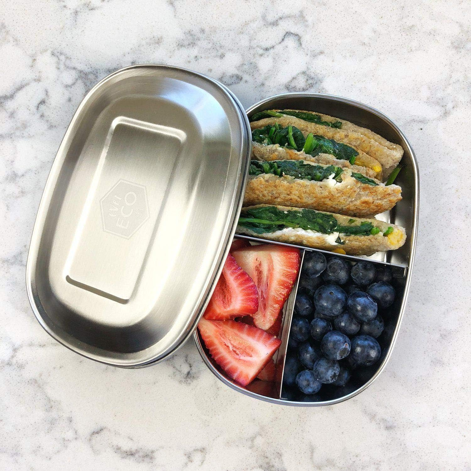 Ever Eco Stainless Steel Bento Snack Box 3 Compartments, 580 Ml Capacity