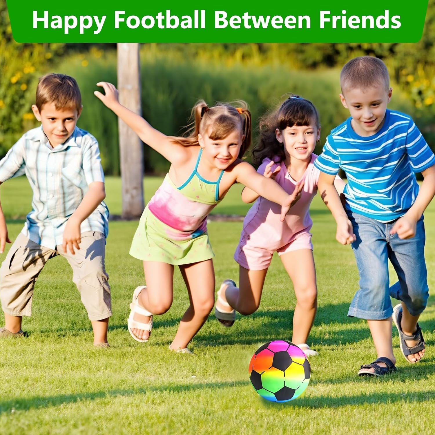 YIMETOP Pack of 4 Rainbow Ball Children, PVC Football Children and Adults, Inflatable Balls with Pump, 21 Cm Children'S Ball Rainbow Ball Water Ball, Football for Indoor and Outdoor Play Ball Children image number 5