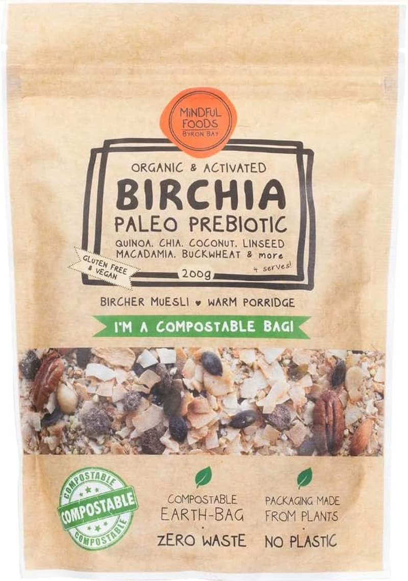Mindful Foods Birchia Paleo Prebiotic Granola, Organic & Activated, 200G