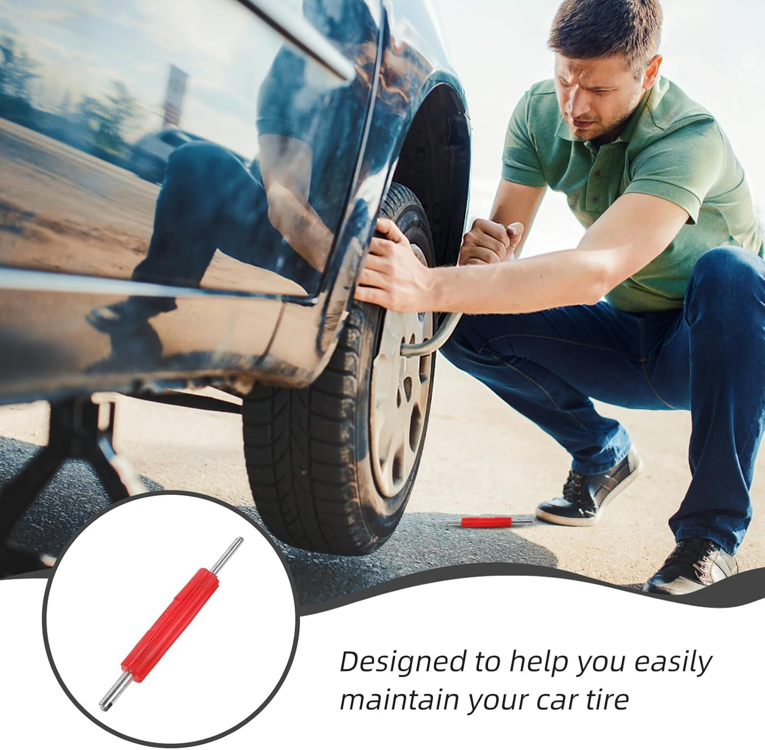 Dual-Head Valve Core Remover Tool with Red Handle Hvac Valve Stem Tool for Car and Motorcycle Tire Repair and Maintenance Equipment image number 4