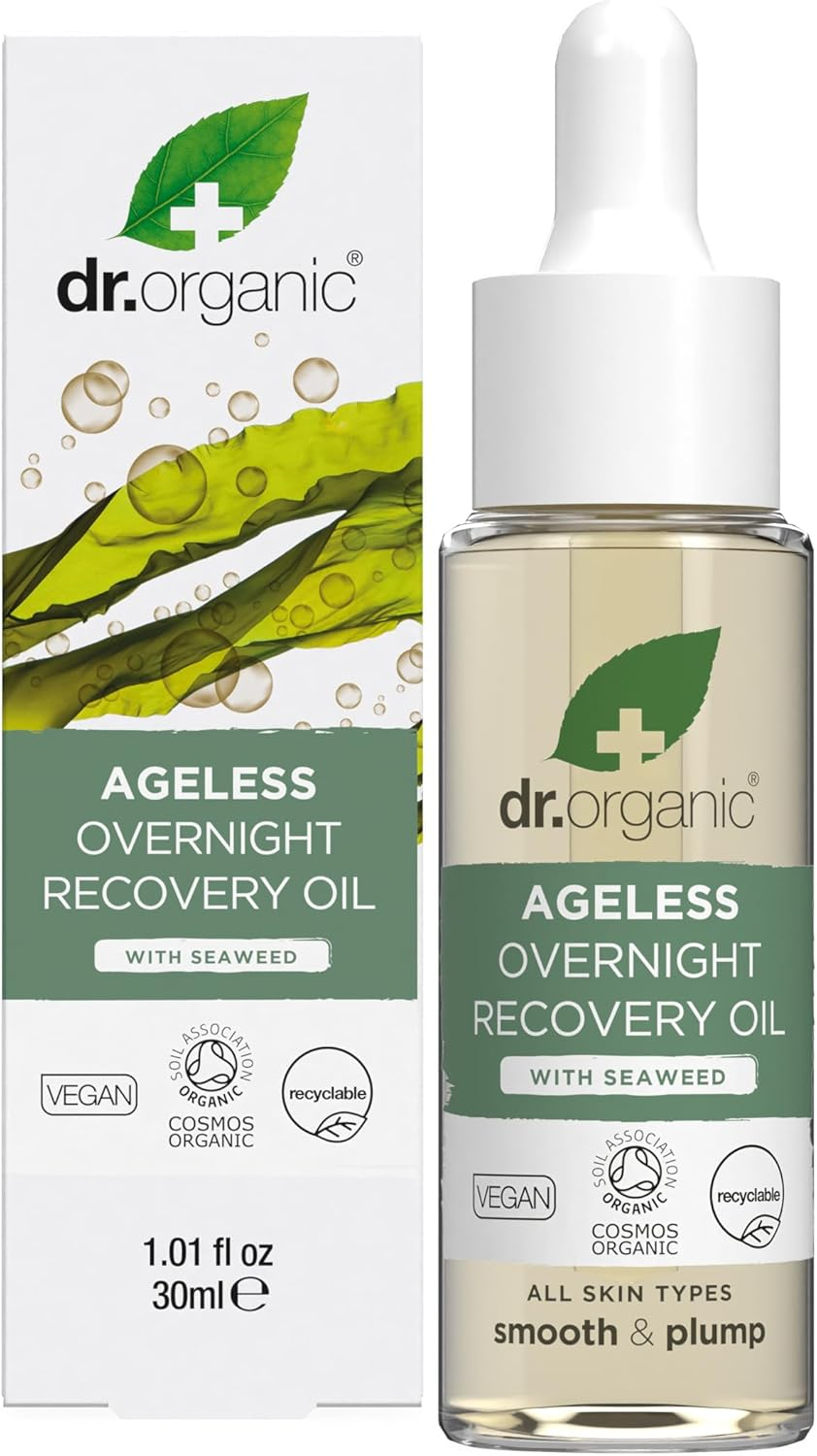 Dr Organic Ageless Overnight Recovery Oil with Organic Seaweed, NEW, Moisturising, Fine Lines, Wrinkles, Natural, Vegan, Cruelty-Free, Paraben & Sls-Free, Recycled&Recyclable, Certified Organic, 30Ml image number 1