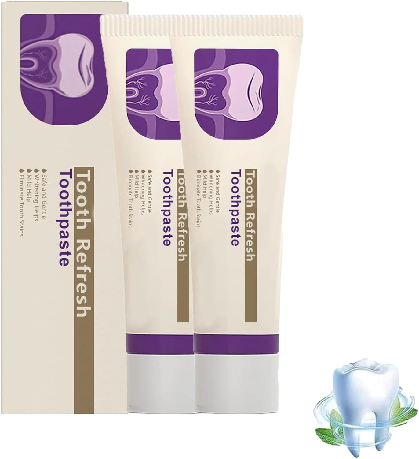 Kreain Nature Tooth Refresh Toothpaste, Enamel Strengthening & Fresh Breath Oral Care, Whitening, Deep Cleaning, Removes Stains and Promotes Healthy Teeth, for Sensitive Teeth (2Pcs)