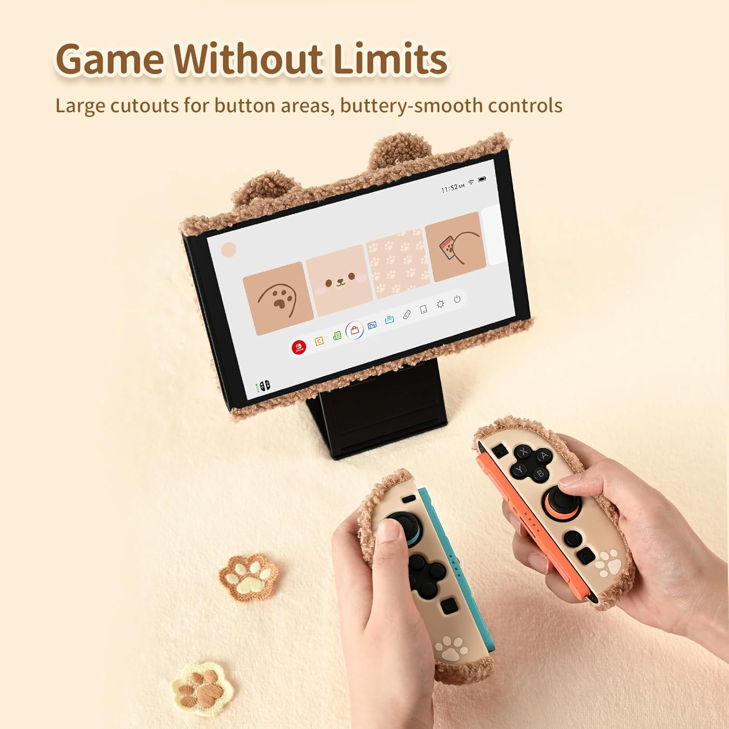 Geekshare Plush Case Compatible with Switch 2 (2025), NS2 Protective Cover for Switch Console and Grip Joy Controller, Plush Bear image number 3