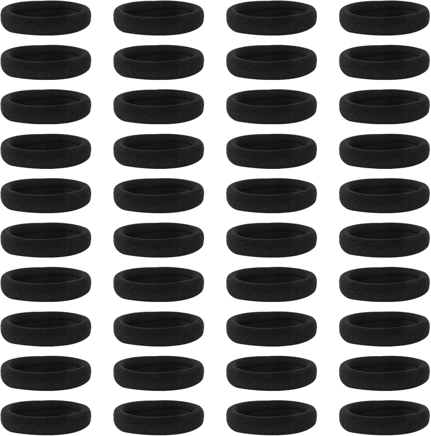 SWYSGS 40 Hair Bobbles Black - Premium Rubber Bands Hair Bands - Elastic and Cotton - Rubber Bands for Women and Girls Bun - Hair Band Ponytail Rubber, Black image number 6