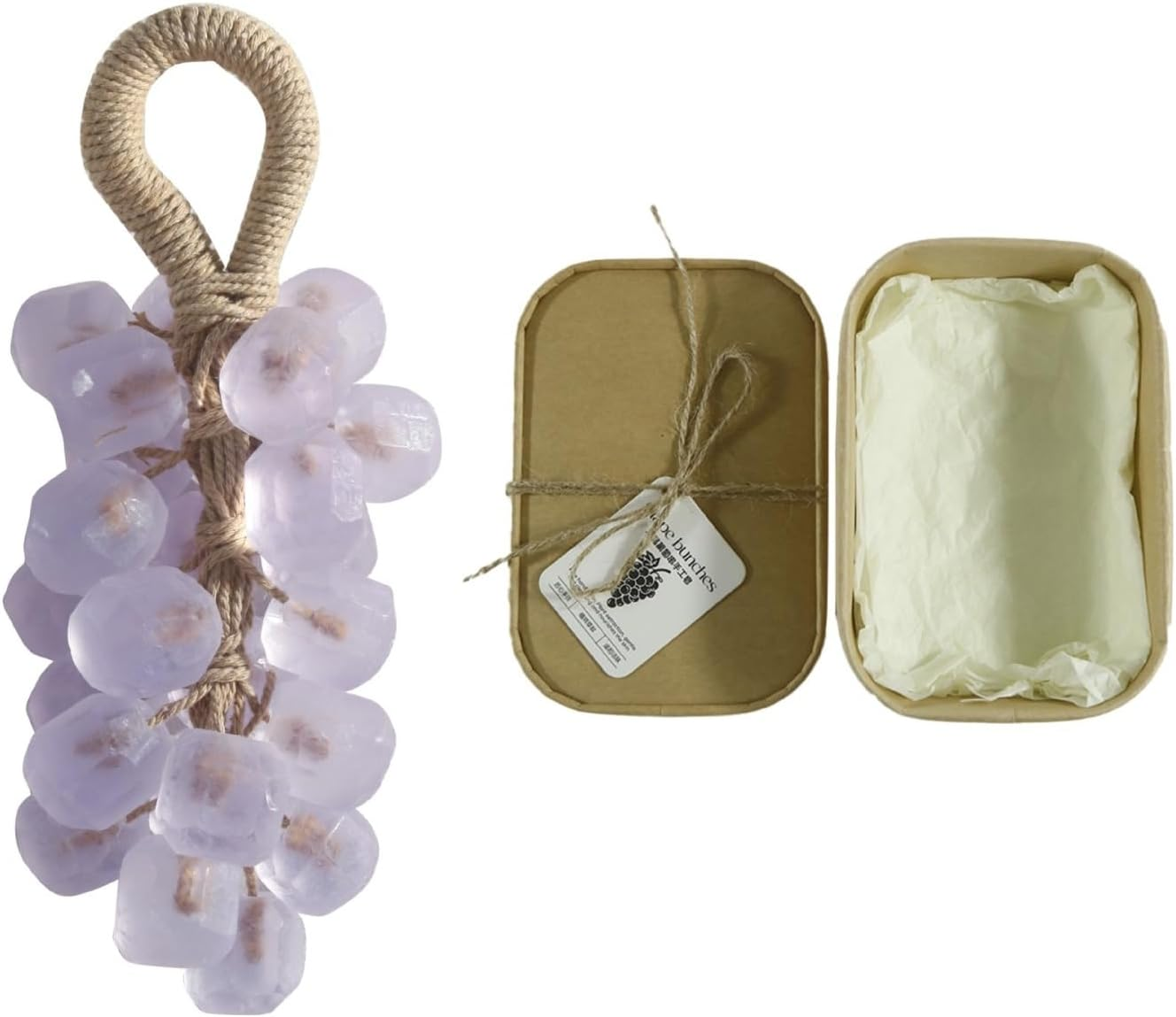 Handmade Crystal Grape Soap on a Rope, Moisturizing Essential Oil Soap for Hand, Face & Body, Decorative for Women & Men, Long Lasting Fragrance Gift (B)