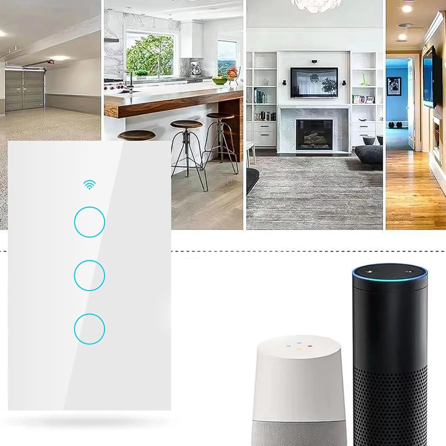 7Pandas Smart Light Switch, Wifi Wall Light Touchpad Switch, Tempered Glass Touch Panel Touch Wall Mount Switches, Compatible with Alexa, Google Assistant, Remote Control, Timer (4Gang-Black) image number 5