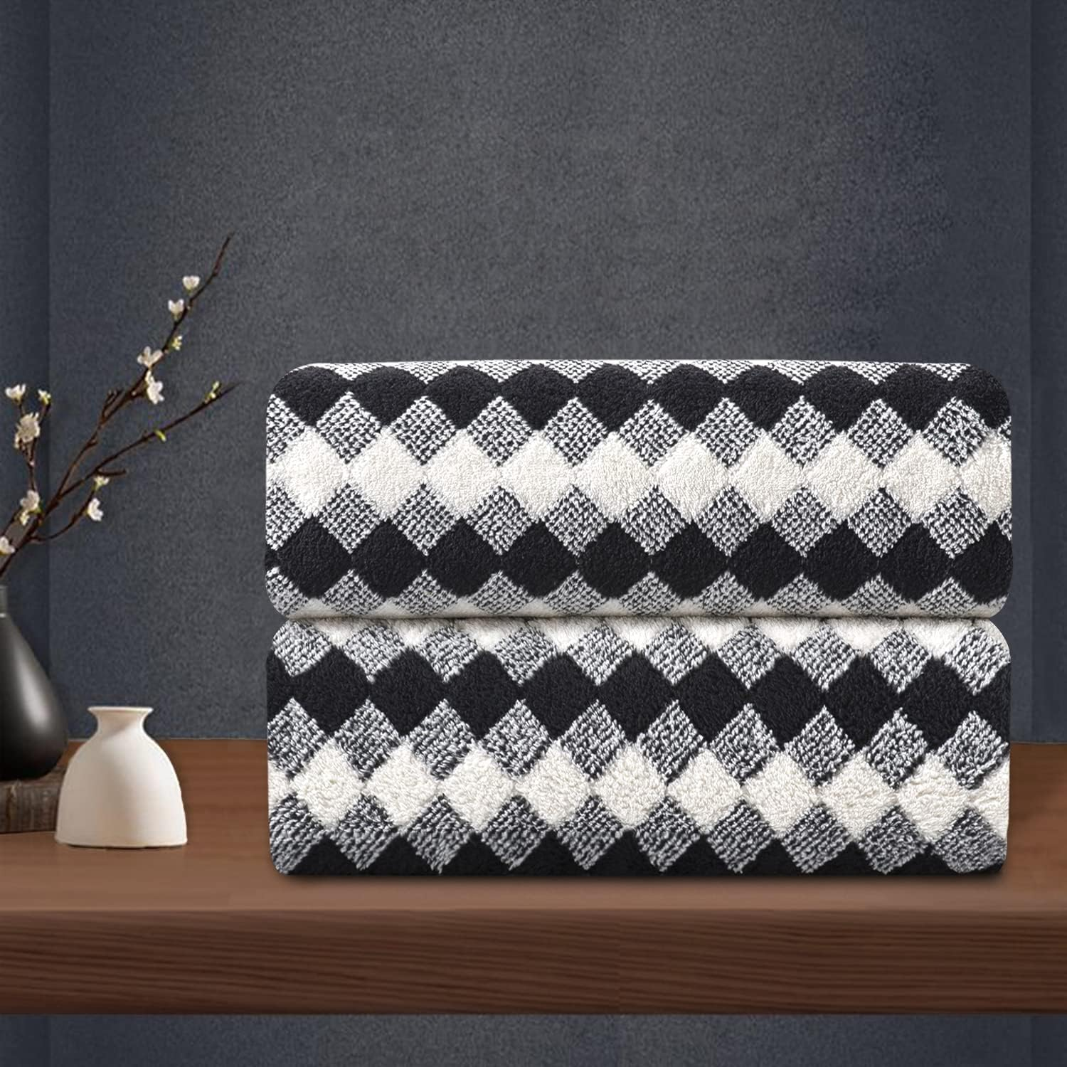 8 Piece Bathroom Towel Set Navy Blue |2 Oversized Large Bath Towels Sheet,2 Hand Towels and 4 Washcloths| 600GSM Ultra Soft Luxury Premium Towel Set Highly Absorbent Quick Dry Hotel Towel Collection