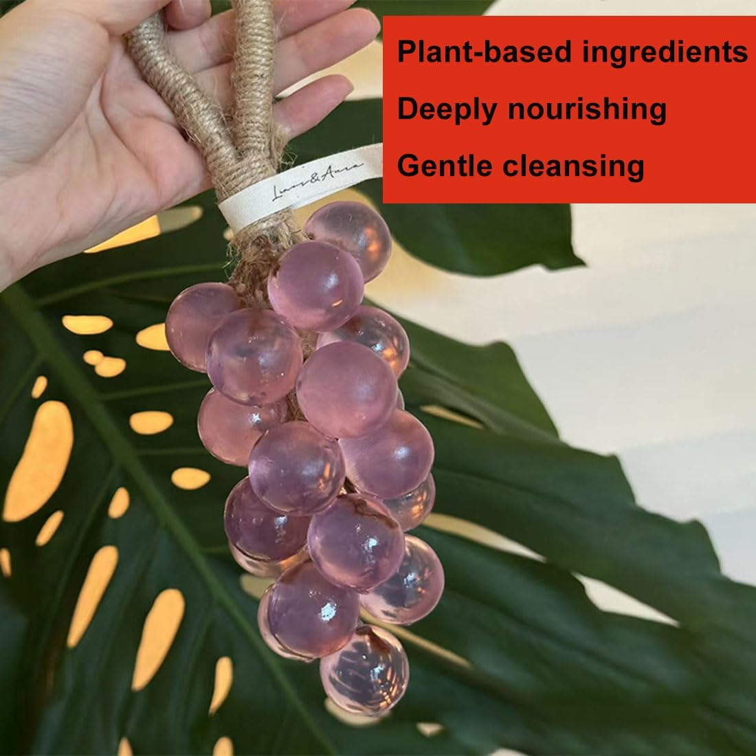 Grape Soap on a Rope, Handmade Crystal Grape Soap, Aromatic Bar Soaps Decorative for Washing Hand, Lasting Fragrance, for Men and Women (Green)