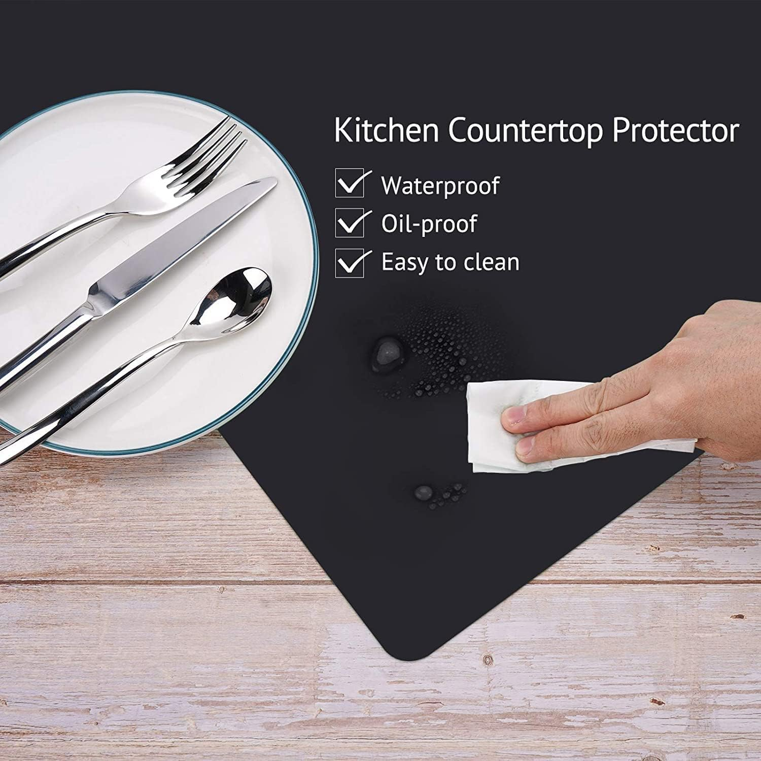 Pinrui Silicone Mat 60Cm X 40Cm (Black), Kitchen Bench Top Protector, Kitchen Mats Non-Slip, Countertops Protector for Kitchen & Crafts, Easy to Clean for Portable Stove, Coffee Maker, DIY(2 PCS) image number 3