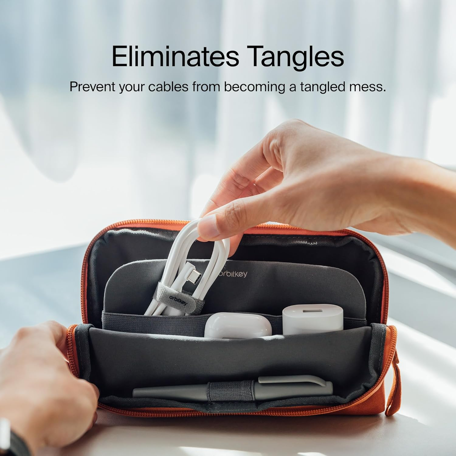 Orbitkey Reusable Cable Ties &ndash; Durable Nylon Hook-And-Loop Cord Organizers for Cable Management, Tangle-Free Storage, and Travel Organization - Pack of 6 - Ash image number 5