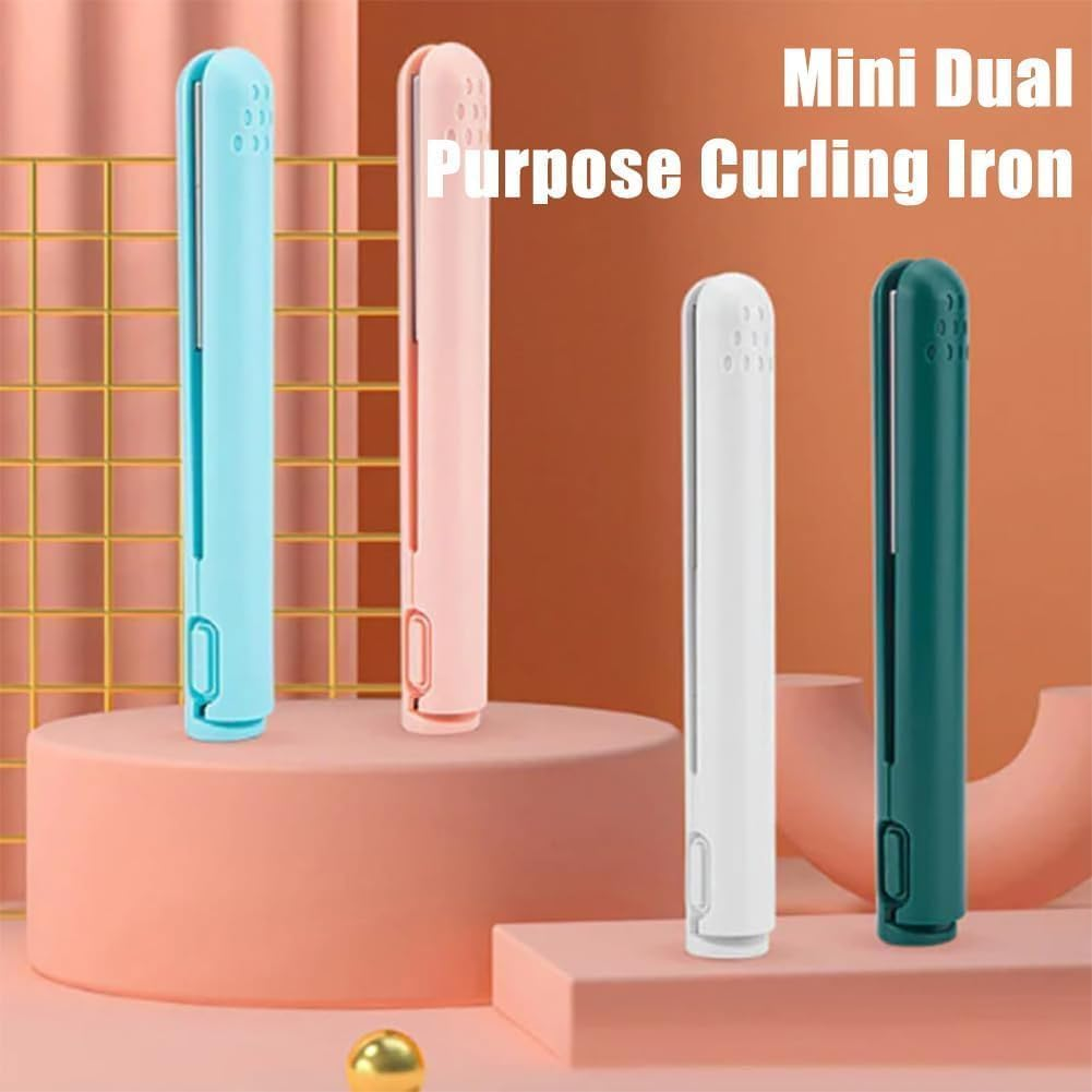 Mini Dual-Purpose Curling Iron,2 in 1 Mini Curling Wand & Flat Iron Hair Straightener,Portable Travel Curling Wand for All Hair Types (White) image number 4