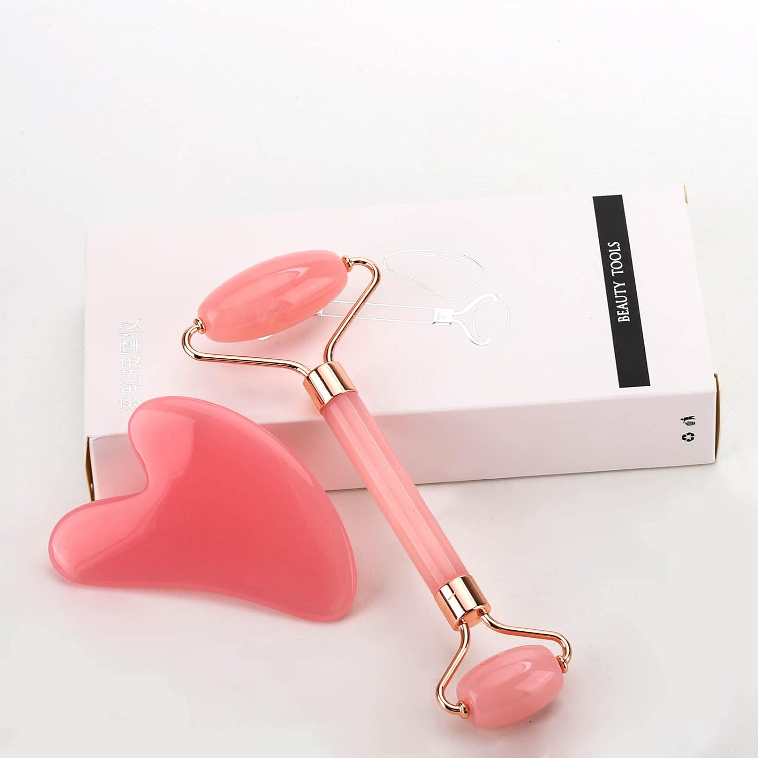 2 Pieces Jade Roller and Gua Sha Tool, Face Roller, Facial Beauty Roller Skin Care Tools Rose Quartz Massager for Face, Eyes, Neck, Body Muscle Relaxing and Relieve Fine Lines and Wrinkles image number 5