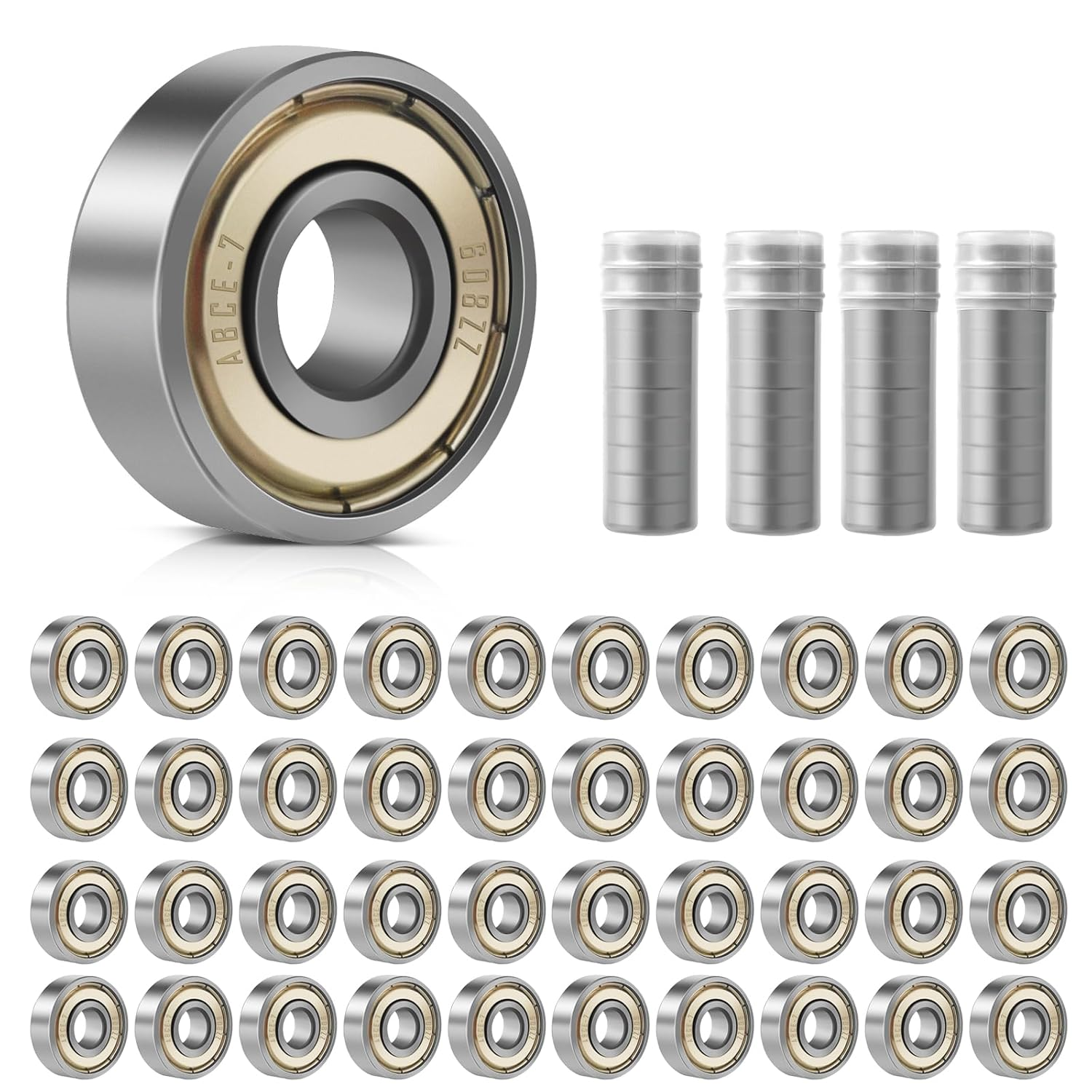 40 Pcs 608ZZ Ball Bearing Pack, 8X22X7Mm Double Shielded Deep Groove Bearings, Carbon Steel Precision Bearings for Skateboards, Scooters, Inline Skates, and Electric Motors image number 6
