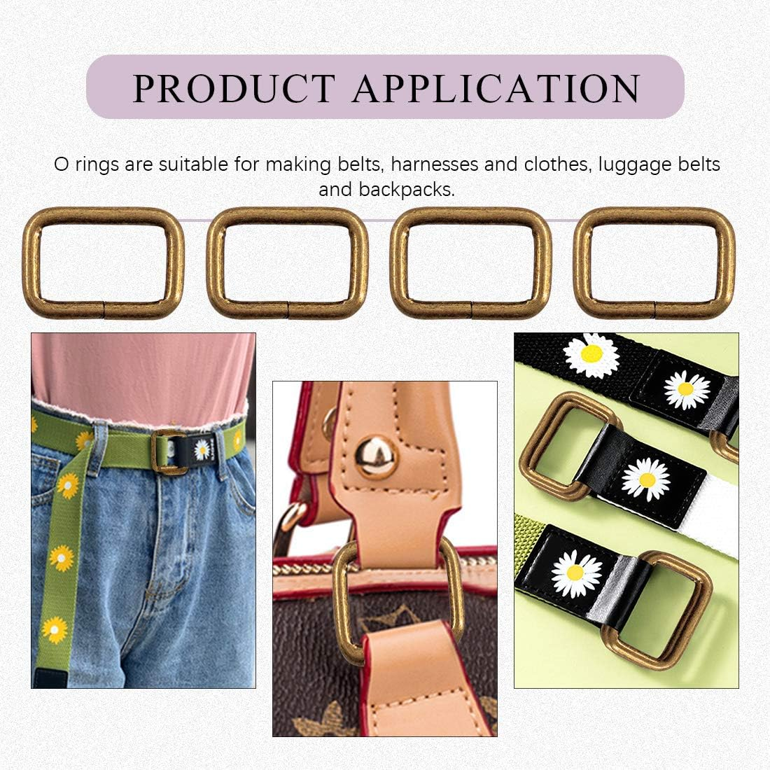 Swpeet 60Pcs 1 Inch / 25Mm Heavy Duty Metal Ring Buckle Webbing Belts image number 3