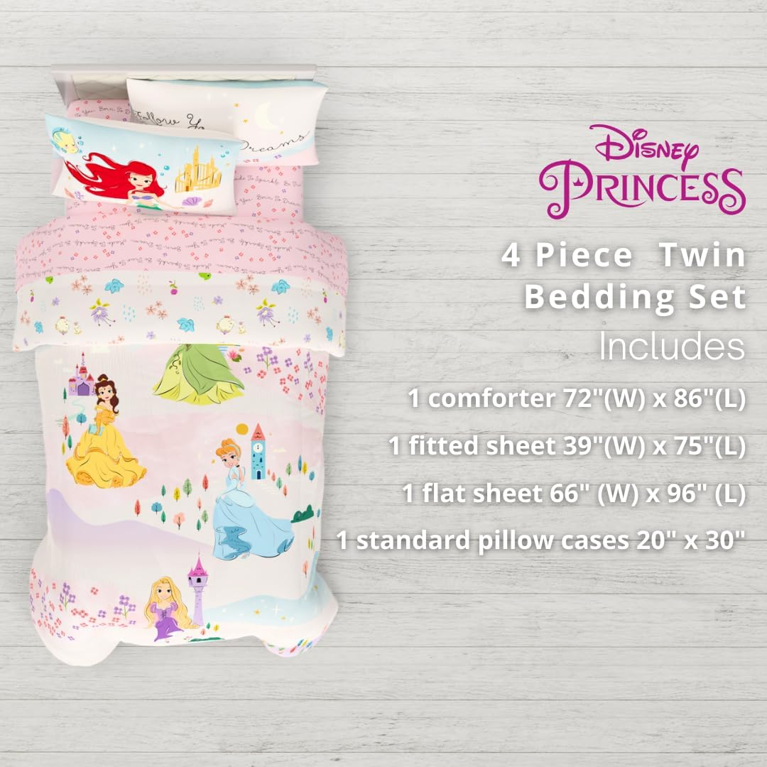 Franco Disney Princess Kids Bedding Super Soft & Cozy Comforter and Sheet Set, Twin, (100% Official Licensed Product) image number 1