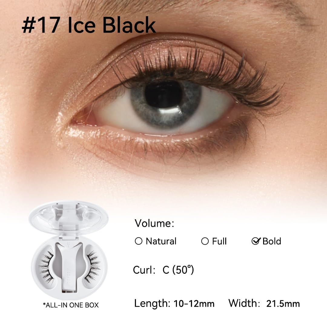 WOSADO Soft Magnetic Eyelashes Kit with Applicator, [No.17 Ice Black] Reusable Glue-Free Wispy Magnetic Lashes, Cruelty-Free False Lashes, Waterproof, Lightweight, Suit for Heavy Makeup image number 5
