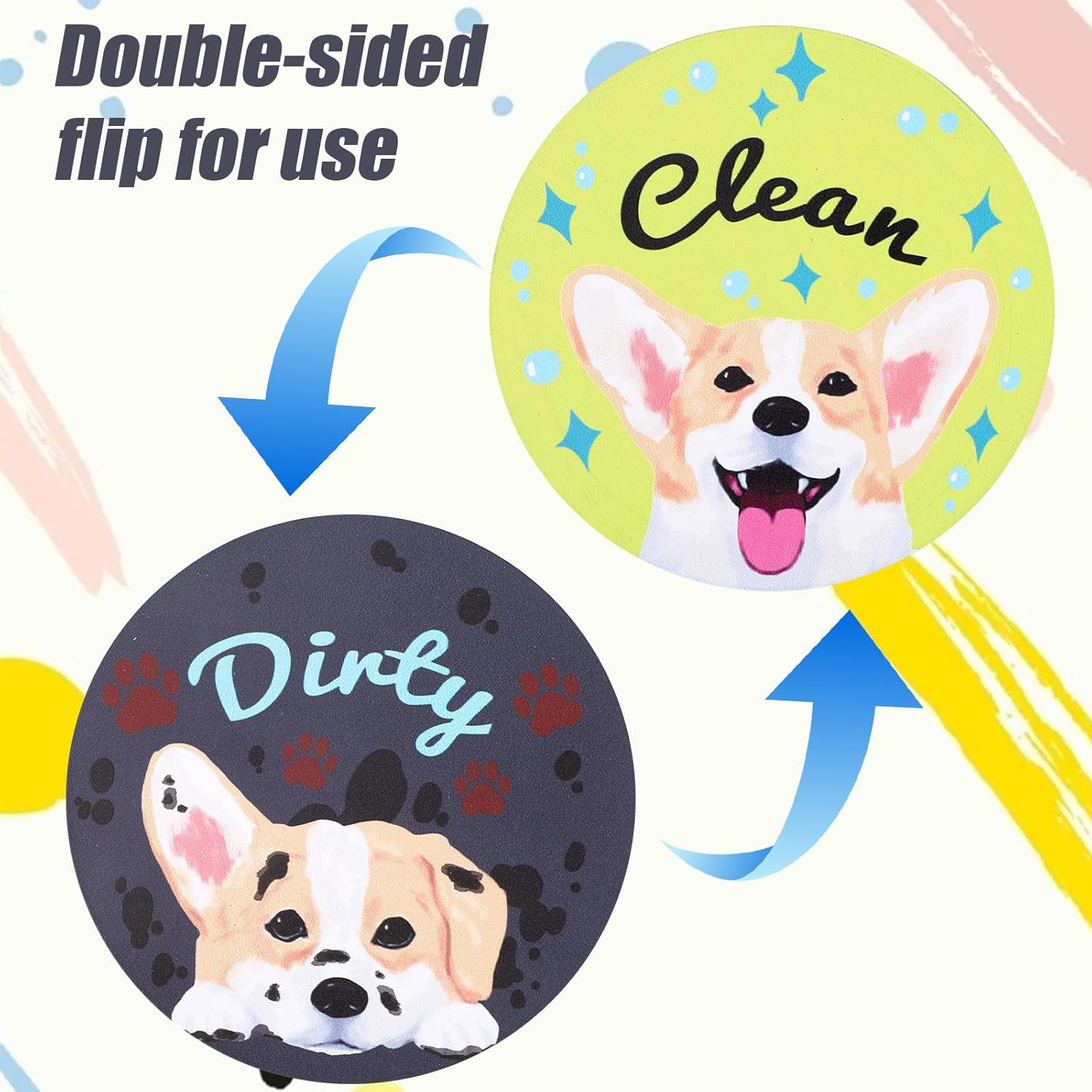 Dishwasher Magnet Clean Dirty Sign, Funny Dog Double-Sided Reversible Clean Dirty Indicator Funny Kitchen Accessory for Dishwasher Fridge Laundry Room Home Organization image number 4