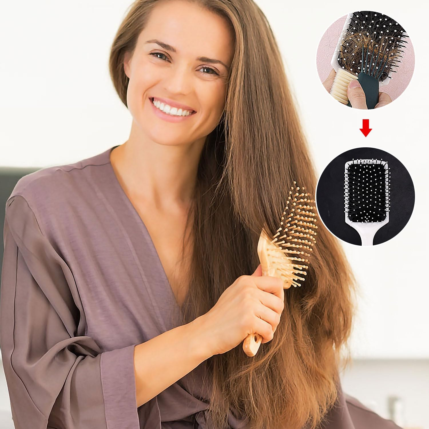 2-In-1 Comb Cleaning Tool, Premium Abs and PBT Wool Convenient Hairbrush Cleaner Tool 2-In-1 Hair Brush Cleaner Easy to Move Hair Dust Practical Brush Cleaning Tool(Armygreen) image number 4