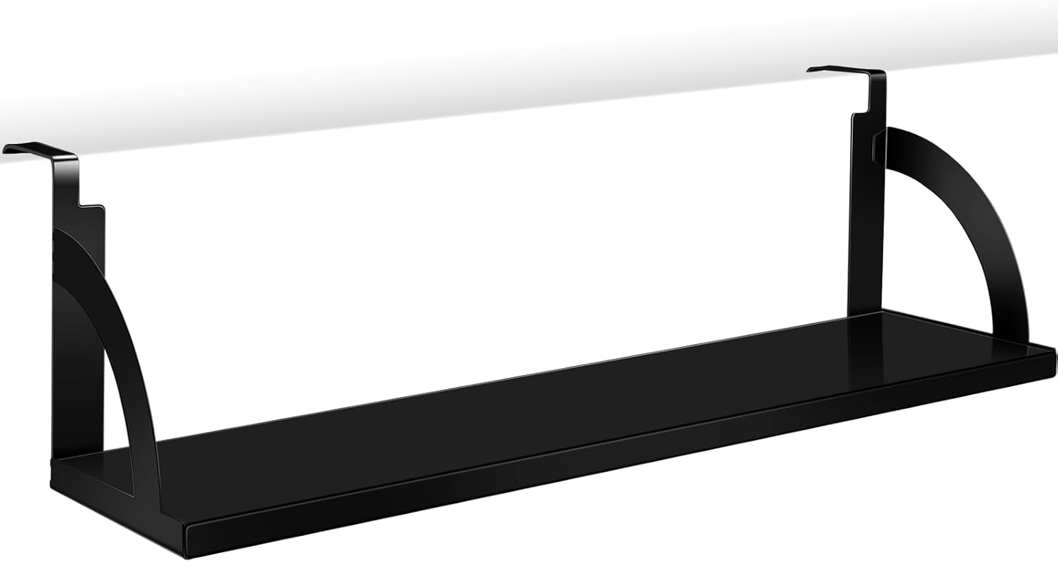 Tandefio Office Cubicle Shelf 24" Hanging Cubicle Storage Organizer File Hanging Shelf Accessories Storage Organizer Bookshelf with Hooks for Home Desk, Black