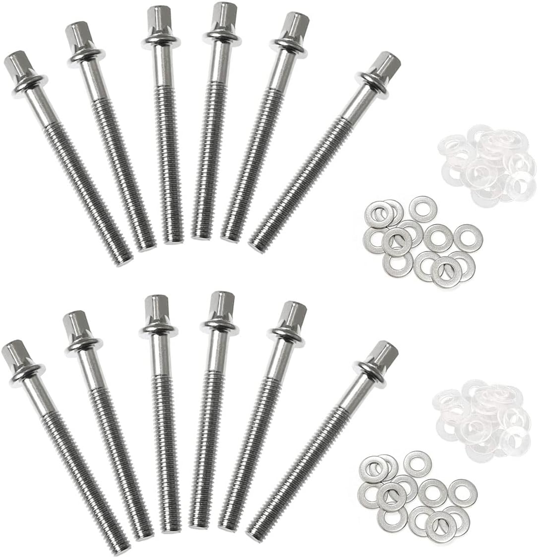 Drum Set Hardware 12-Pack Stainless Steel Drum Tight Screw Tension Rods for Percussion Instrument Parts (M6 X50Mm) image number 4