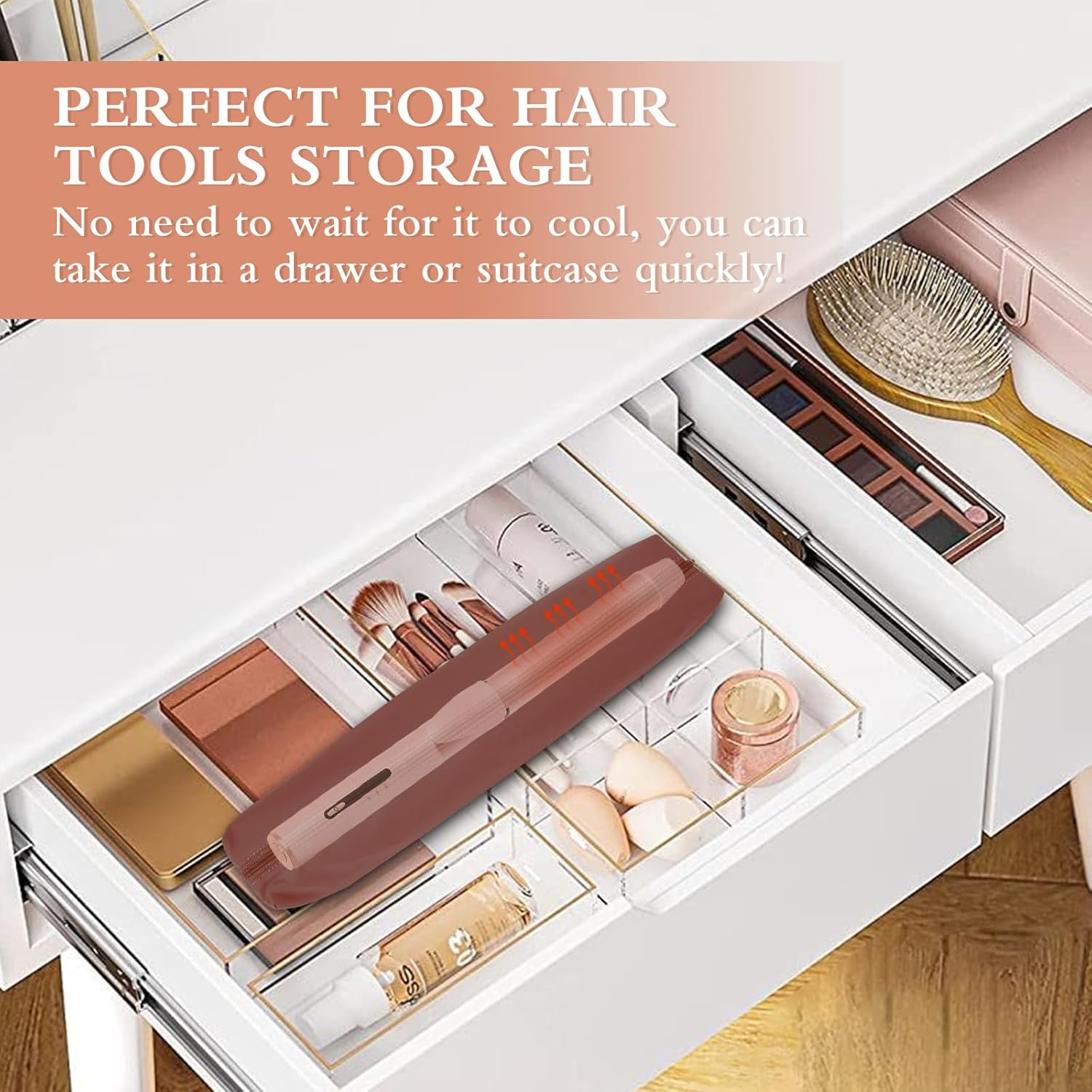 Suafrnut Hair Tools Travel Organizer Bag Portable Heat Resistant Storage Case Pouch for Curling Irons, Flat Irons, Hair Straightener, Hot Air Brush and Hair Styling Tools(17.7" X 3.2" X 3.2") image number 3