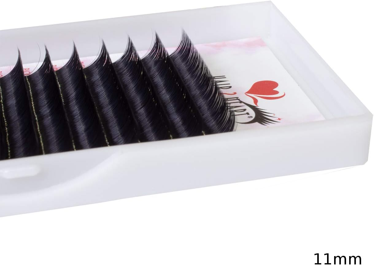 Hair2Heart 0.10 Thickness Volume B-Curl Silk Eyelash Extensions, 11 Mm Length image number 1