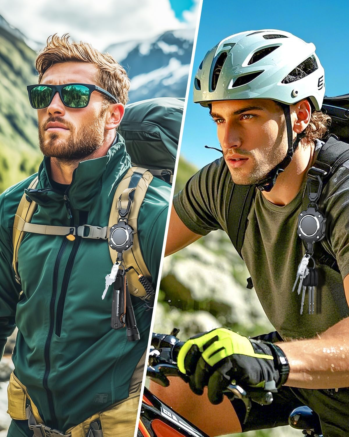 LIUGX 2 Pack Retractable Keychain, Heavy Duty Carabiner Key Chains, 10,000+ Rebound, Impact Resistance ID Badge Reels with 31.5&rdquo; Wire Rope and Key Ring, up to 8Oz, Aluminum Ring, Carbon Fiber-Texture - Gold image number 3