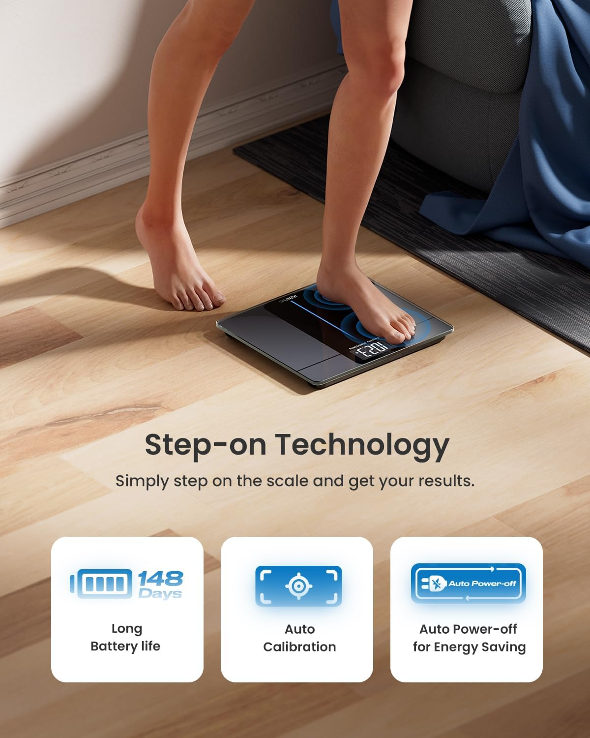 RENPHO Personal Scales Digital Test Winner 2024, Max 250 Kg, Persons with Extremely High Load Capacity, Large Platform, Large LED Display, Highest Accuracy up to 50 G, 33 X 30 Cm, Core 1 L image number 2